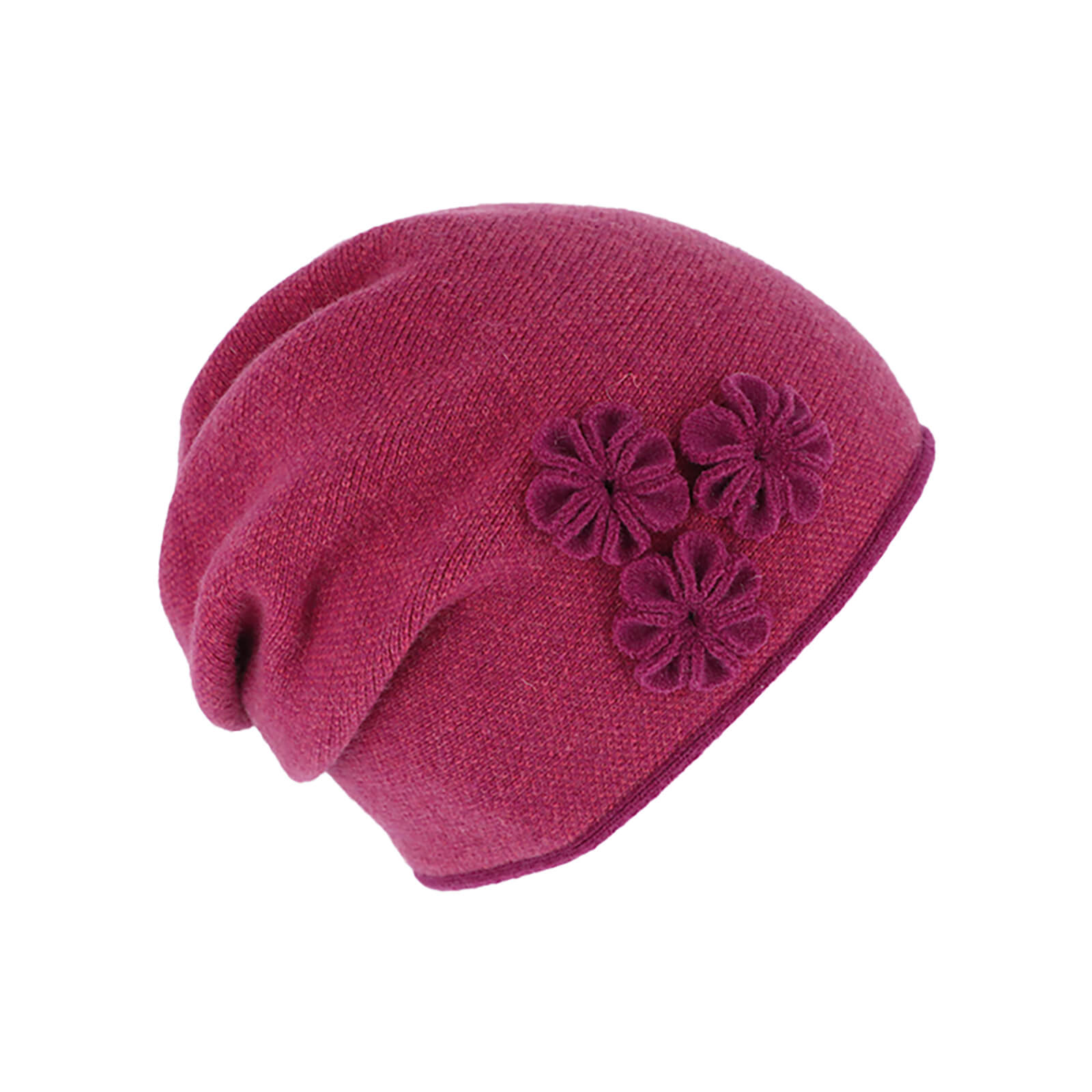 Fiebig Strickmütze Beanie Wolle melange mit Raffung