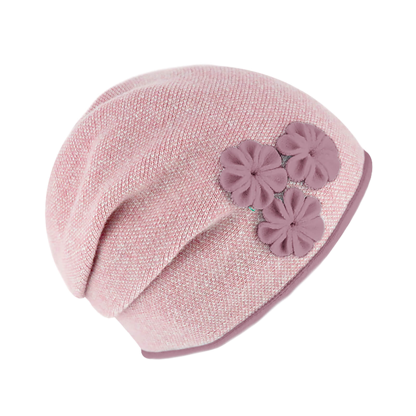 Fiebig Strickmütze Beanie Wolle melange mit Raffung