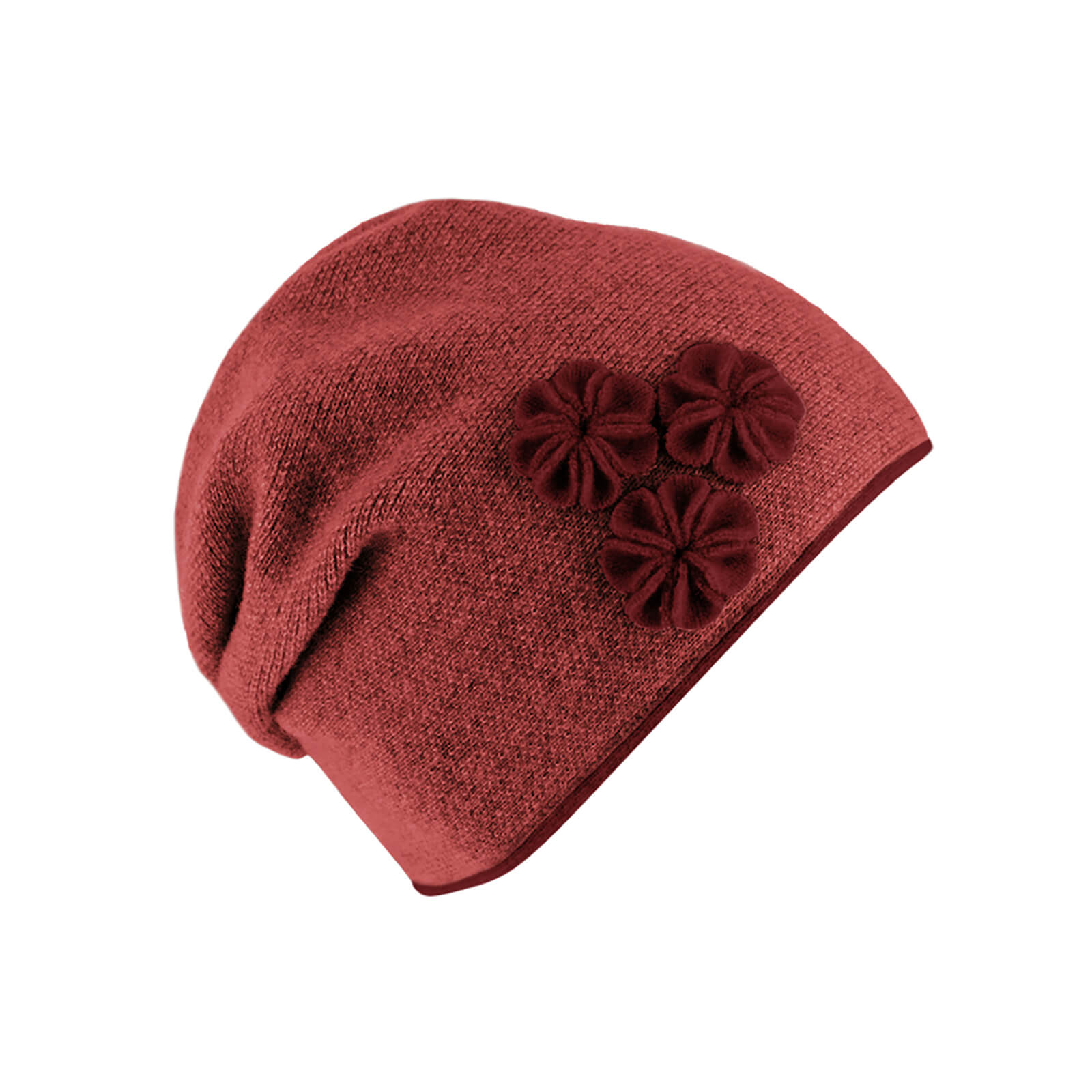 Fiebig Strickmütze Beanie Wolle melange mit Raffung