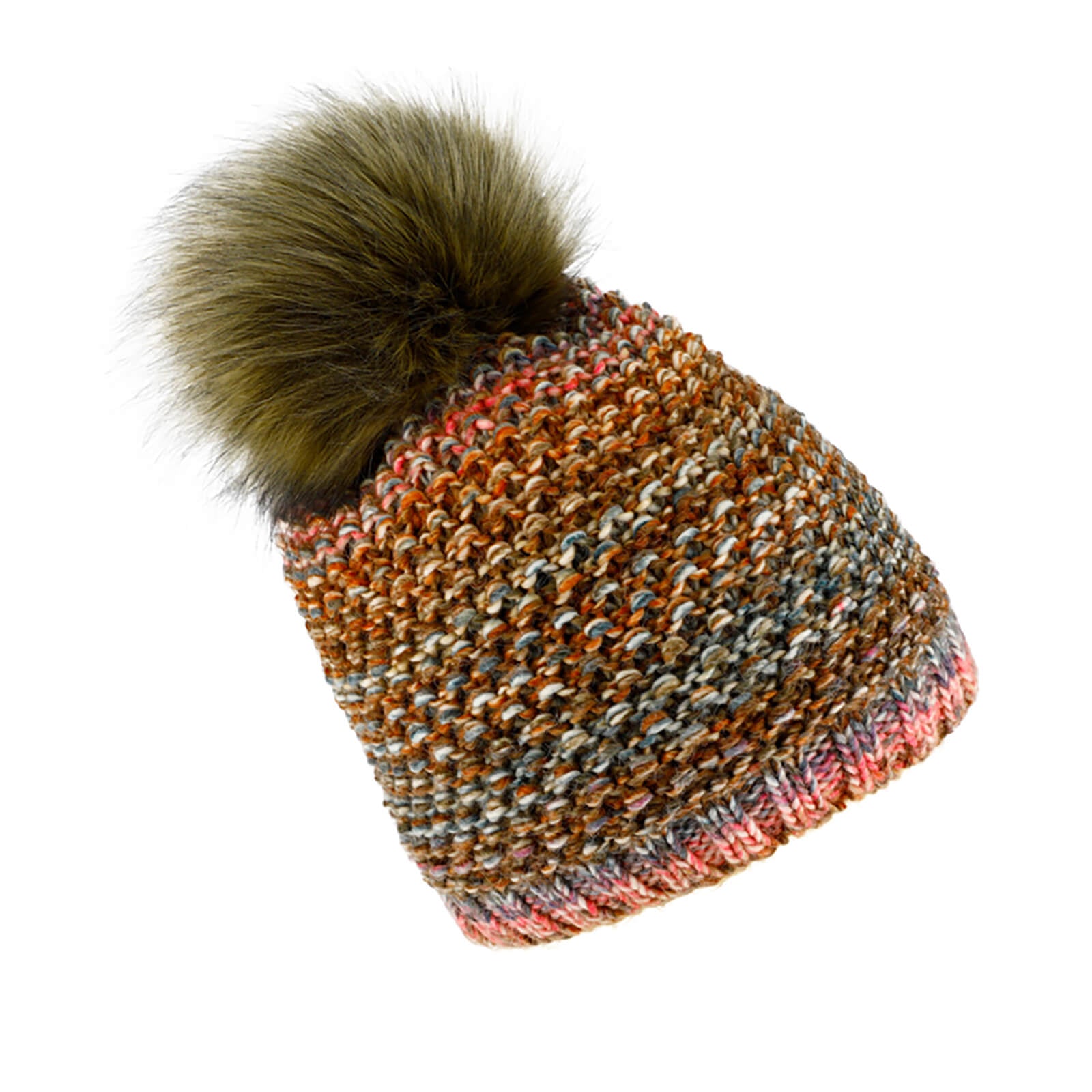 Fiebig Strickmütze mit Kunstfellbommel melange