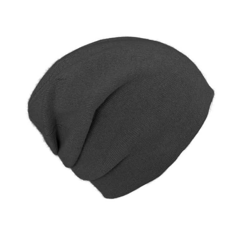 Fiebig Strick Beanie Kaschmir uni einlagig mit Raffung – Anthrazit