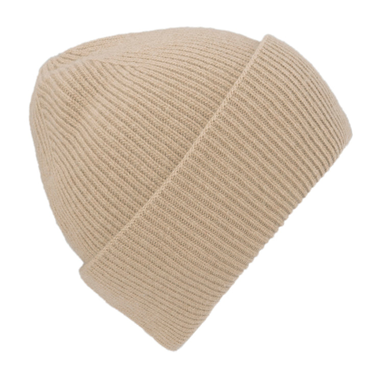 Fiebig Strickmütze Wolle Rippenstrick uni – Beige