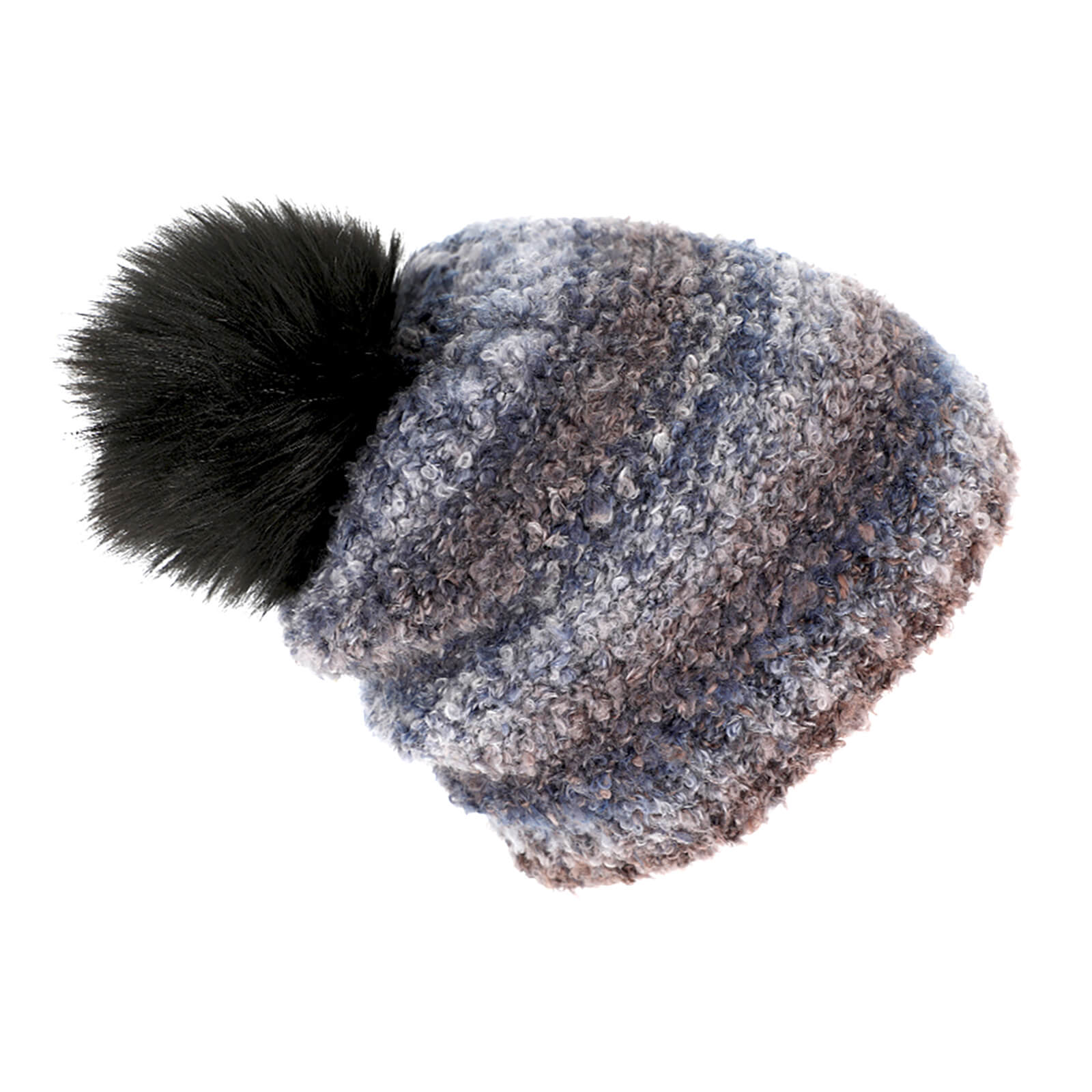 Fiebig Strickmütze mit Kunstfell Pompon melange