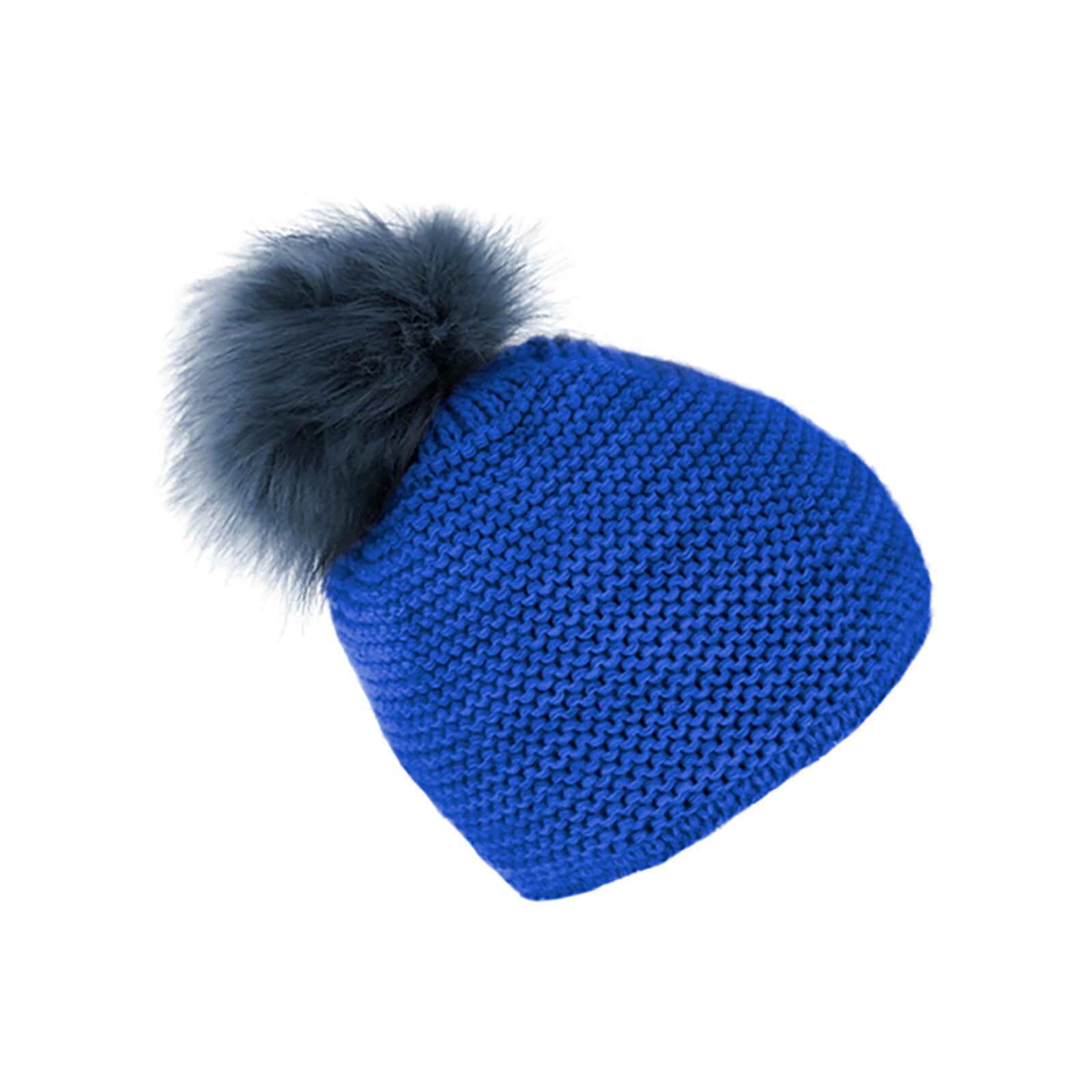 Fiebig Strickmütze mit Kunstfellbommel uni