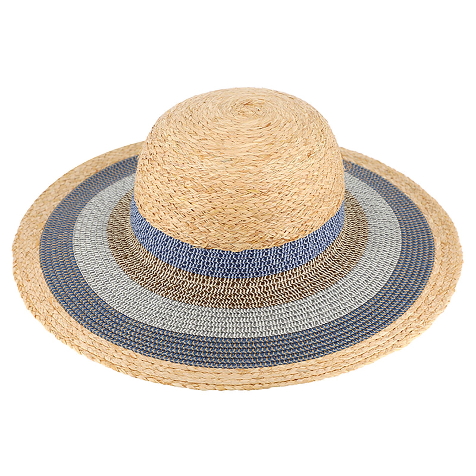 Fiebig Papierhut Glocke melange Strohkopf und Rand Jeansblau