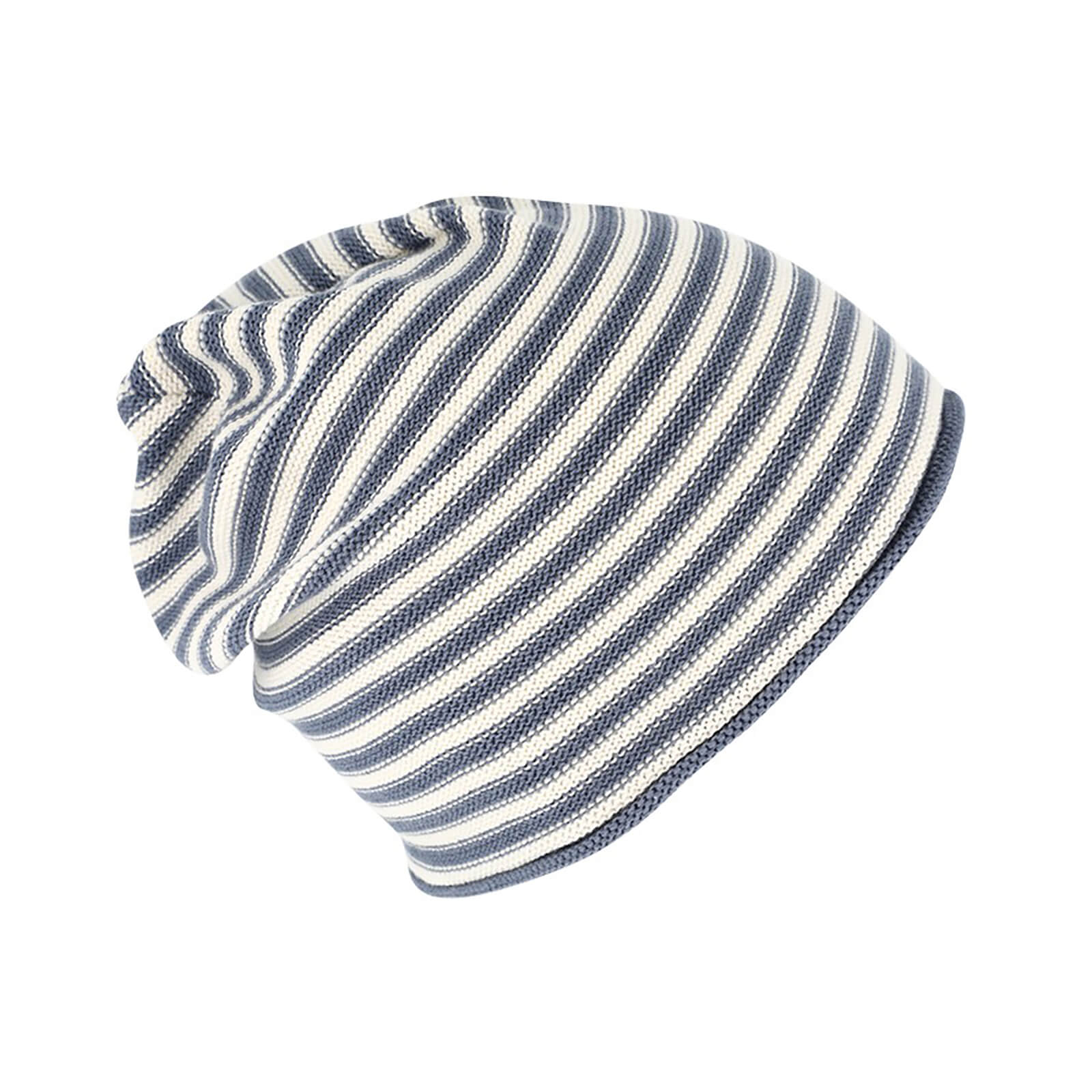 Fiebig Strickmütze Beanie Baumwolle gestreift mit Rollrand GOTS