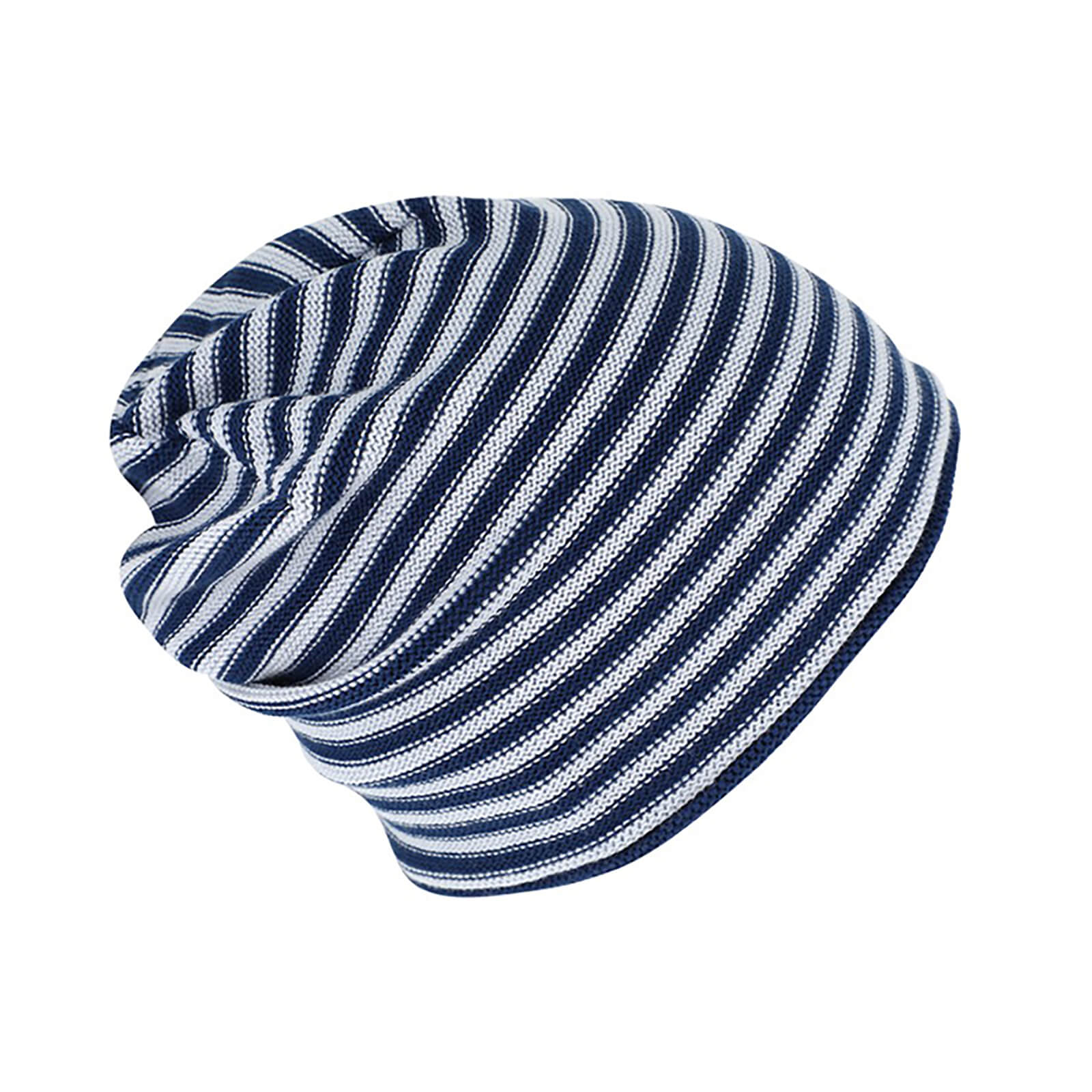 Fiebig Strickmütze Beanie Baumwolle gestreift mit Rollrand GOTS