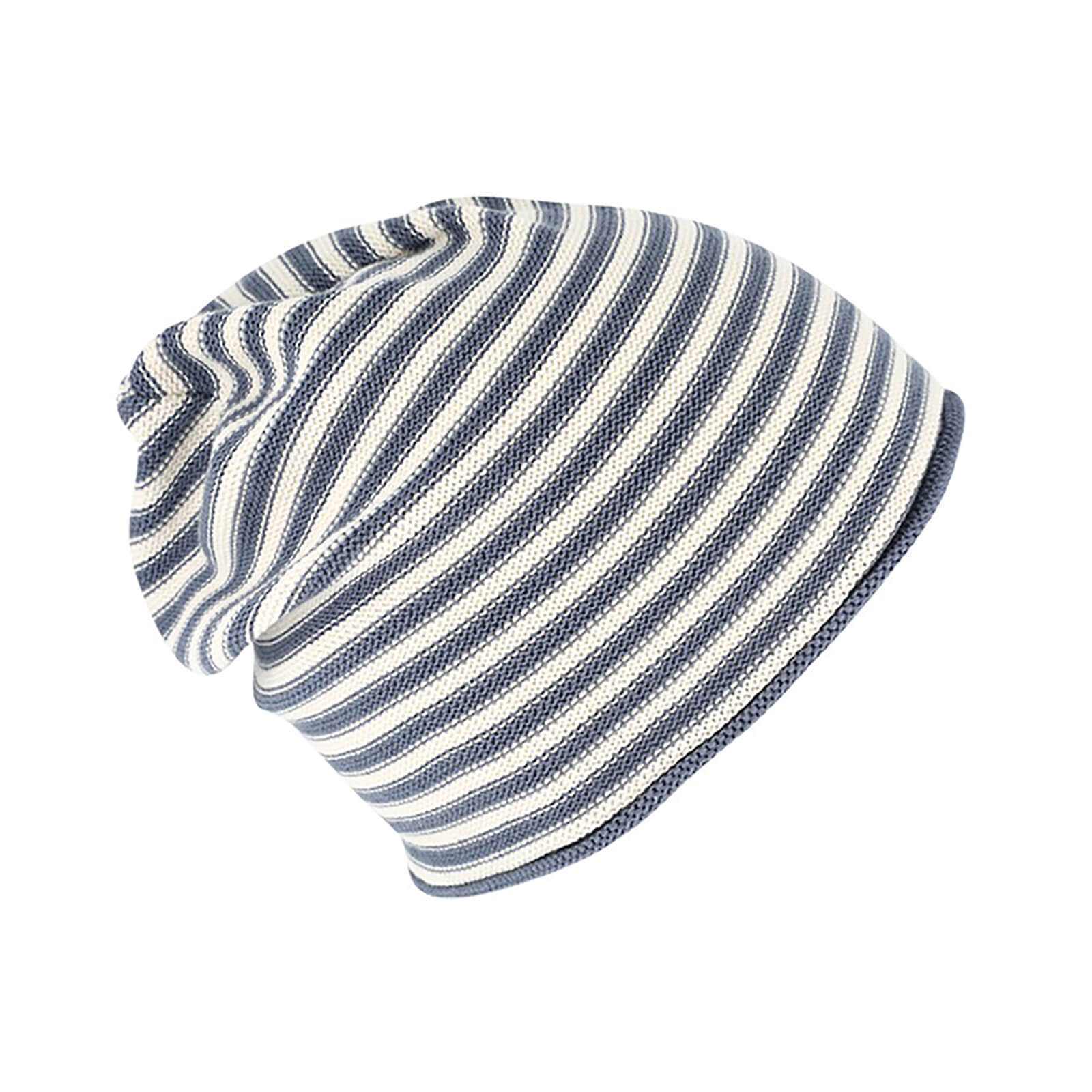 Fiebig Strickmütze Beanie Baumwolle gestreift mit Rollrand GOTS