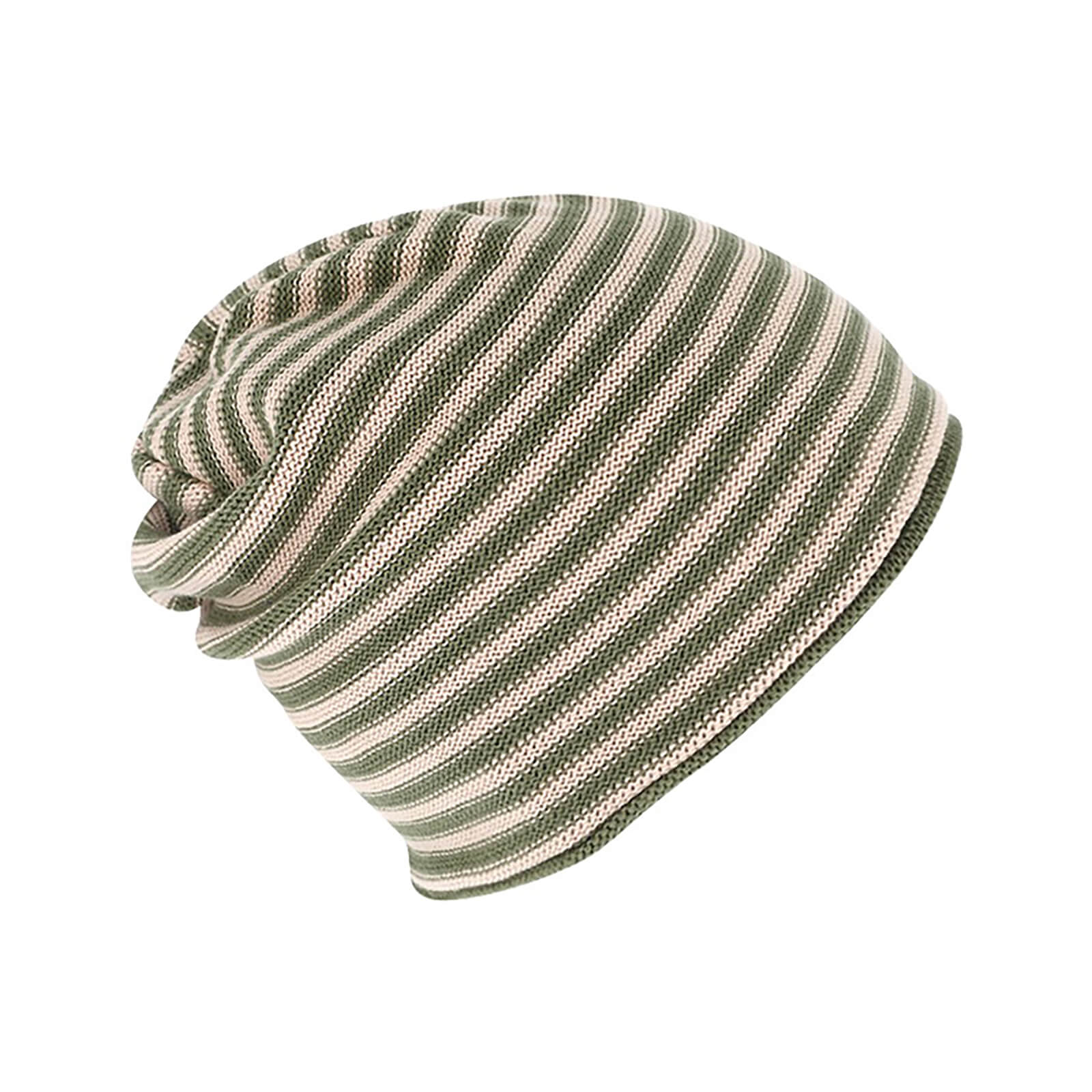 Fiebig Strickmütze Beanie Baumwolle gestreift mit Rollrand GOTS