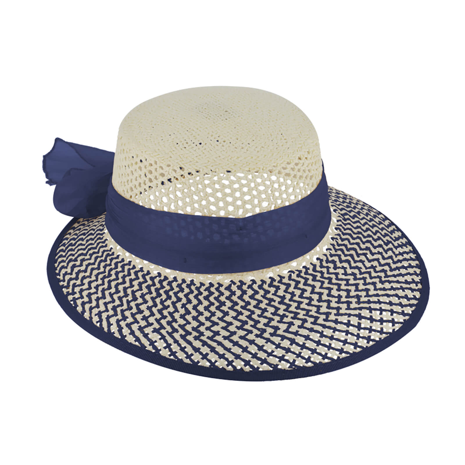 Fiebig Papierhut Schute zweifarbig gleichfarbiges Band Marineblau