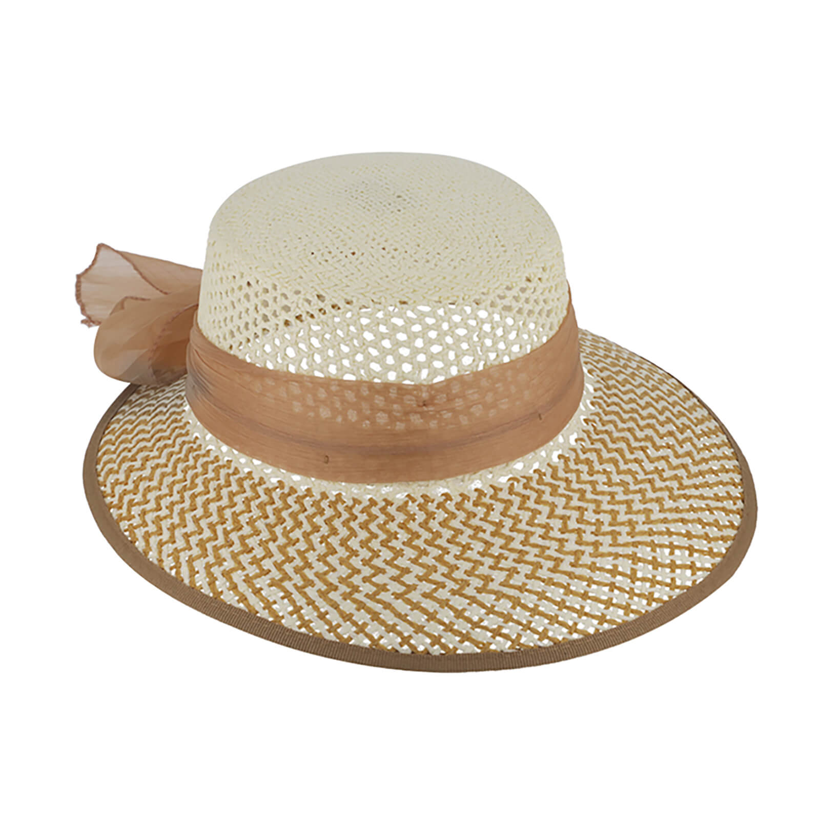 Fiebig Papierhut Schute zweifarbig gleichfarbiges Band Beige