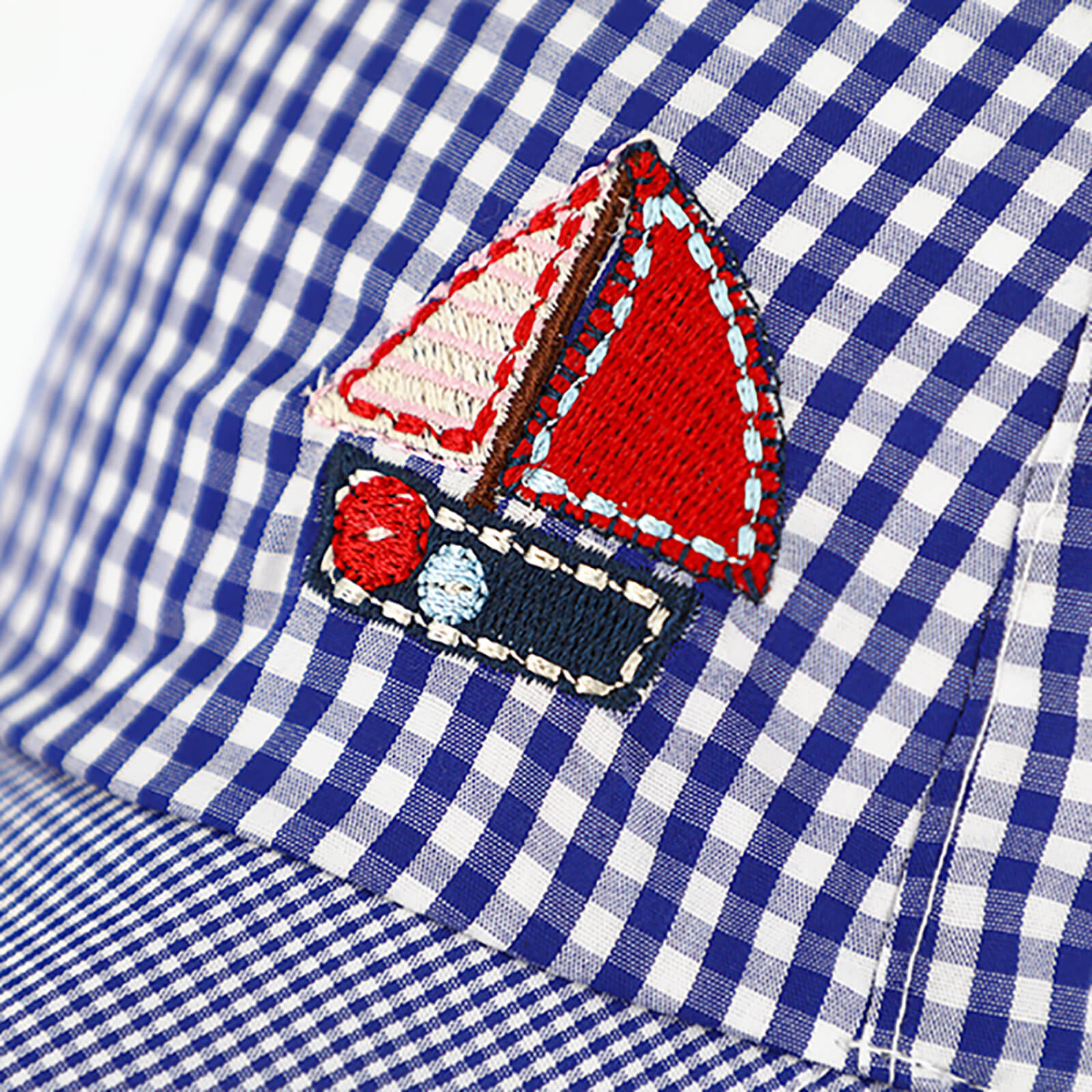 Fiebig Stoffkappe 6-Panel kariert mit Nackenschutz und Band Marineblau