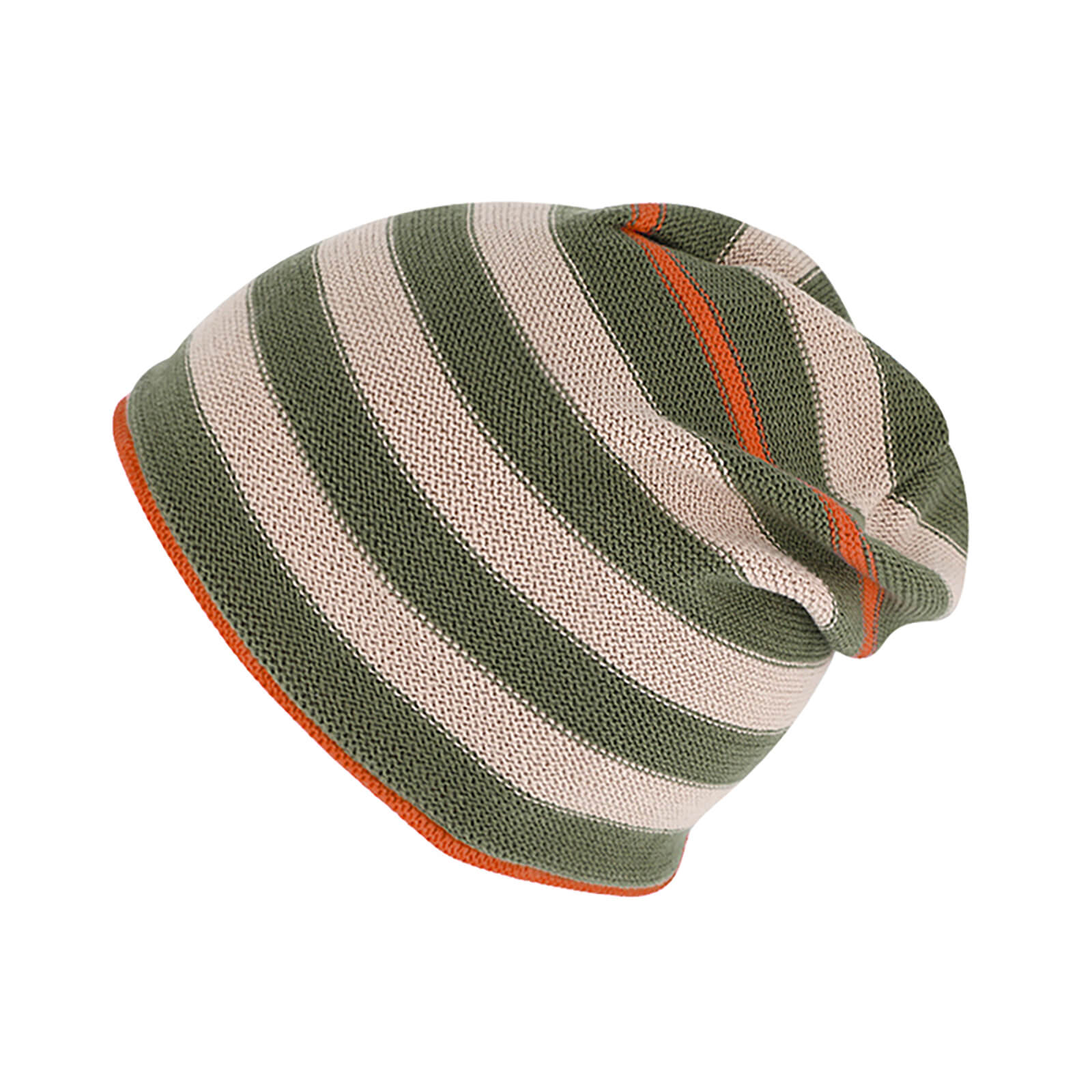 Fiebig Strickmütze Beanie mit Rollrand Baumwolle dreifarbig GOTS