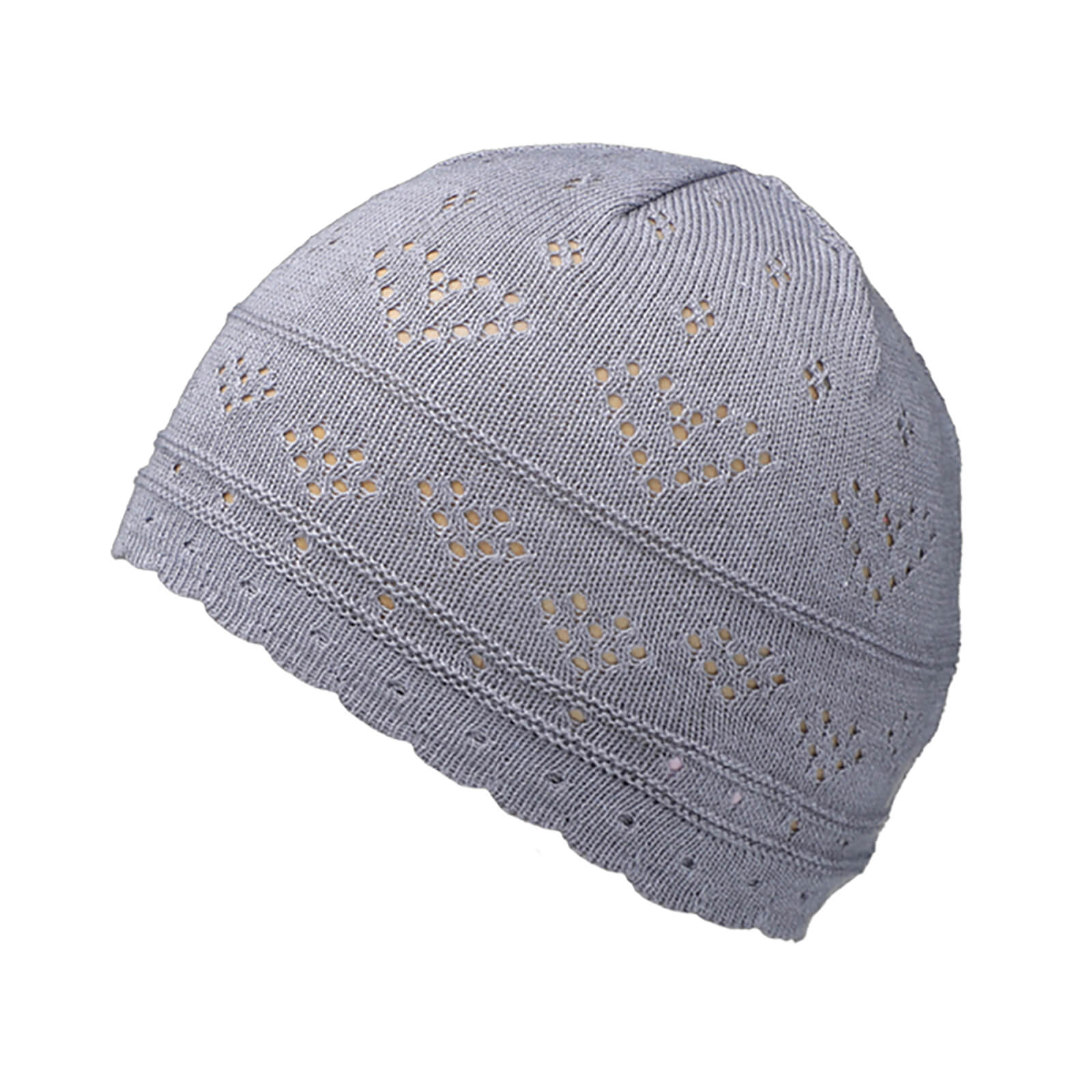 Fiebig Strickmütze Beanie Baumwolle uni Hellgrau