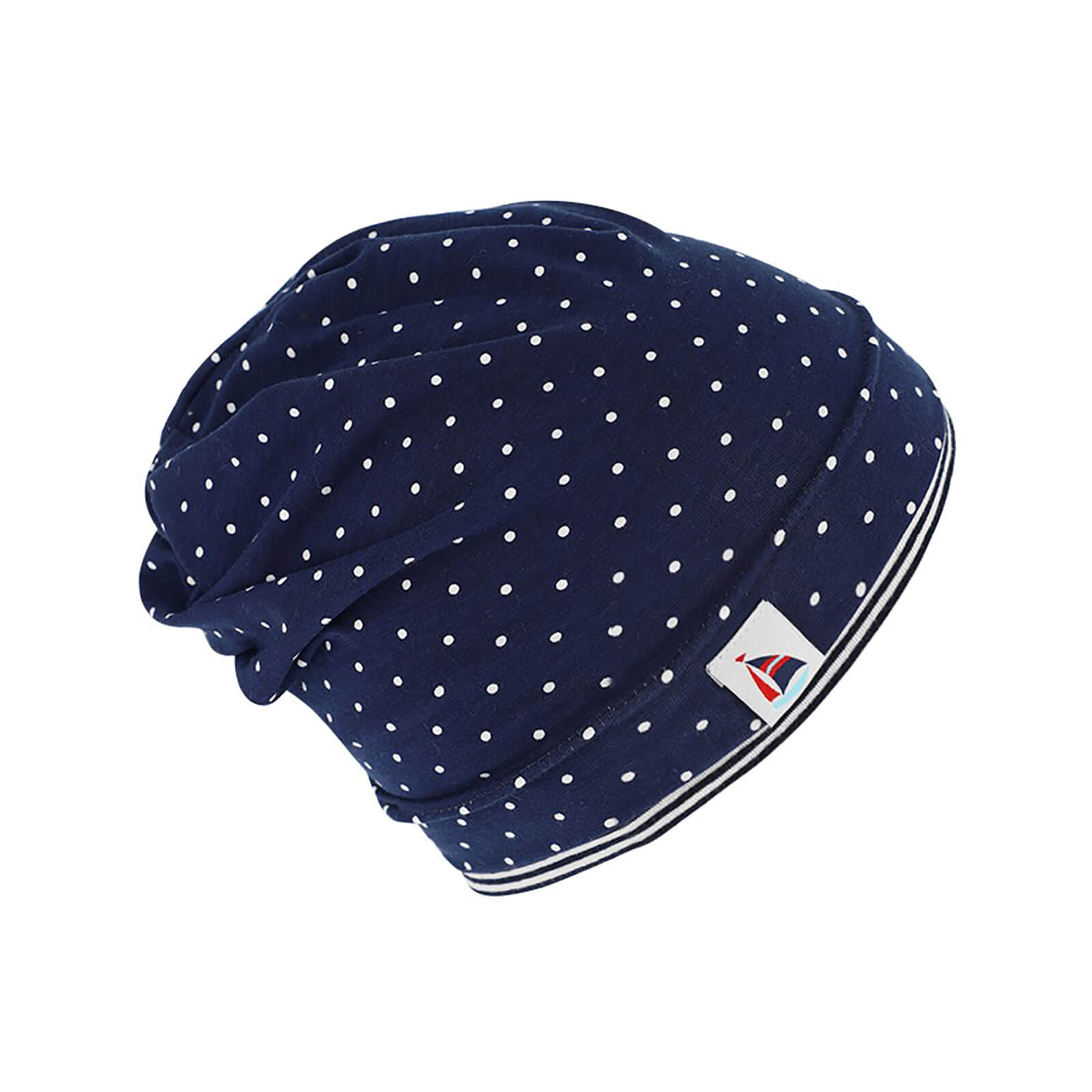 Fiebig Stoffmütze Beanie Jersey gepunktet wendbar Marineblau