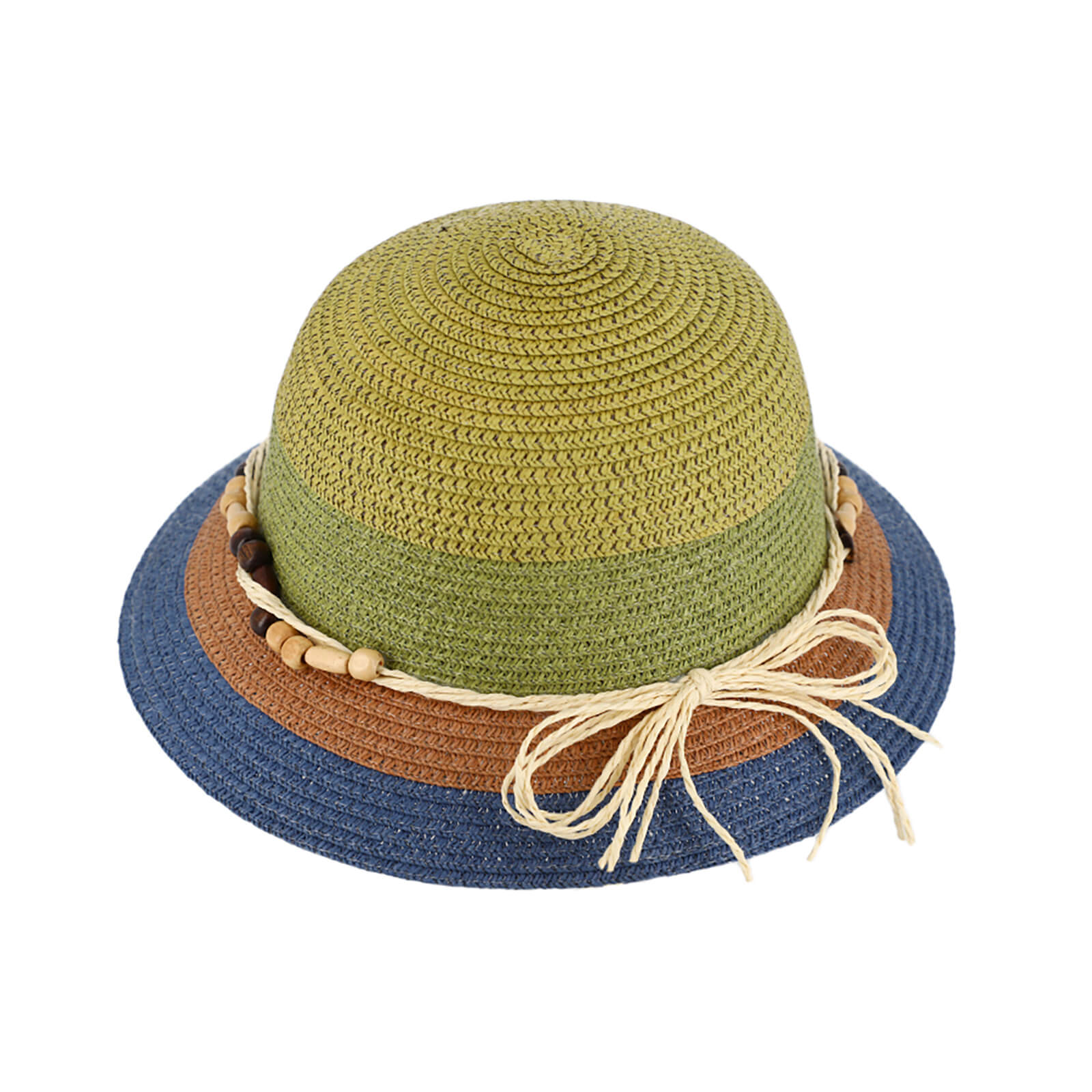Fiebig Papierhut Glocke vierfarbig Perlenband Khaki