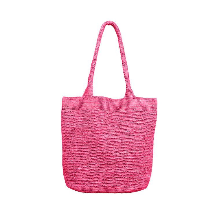 Fiebig Tasche Raffiastroh melange mit Innentasche und Knopf – Pink