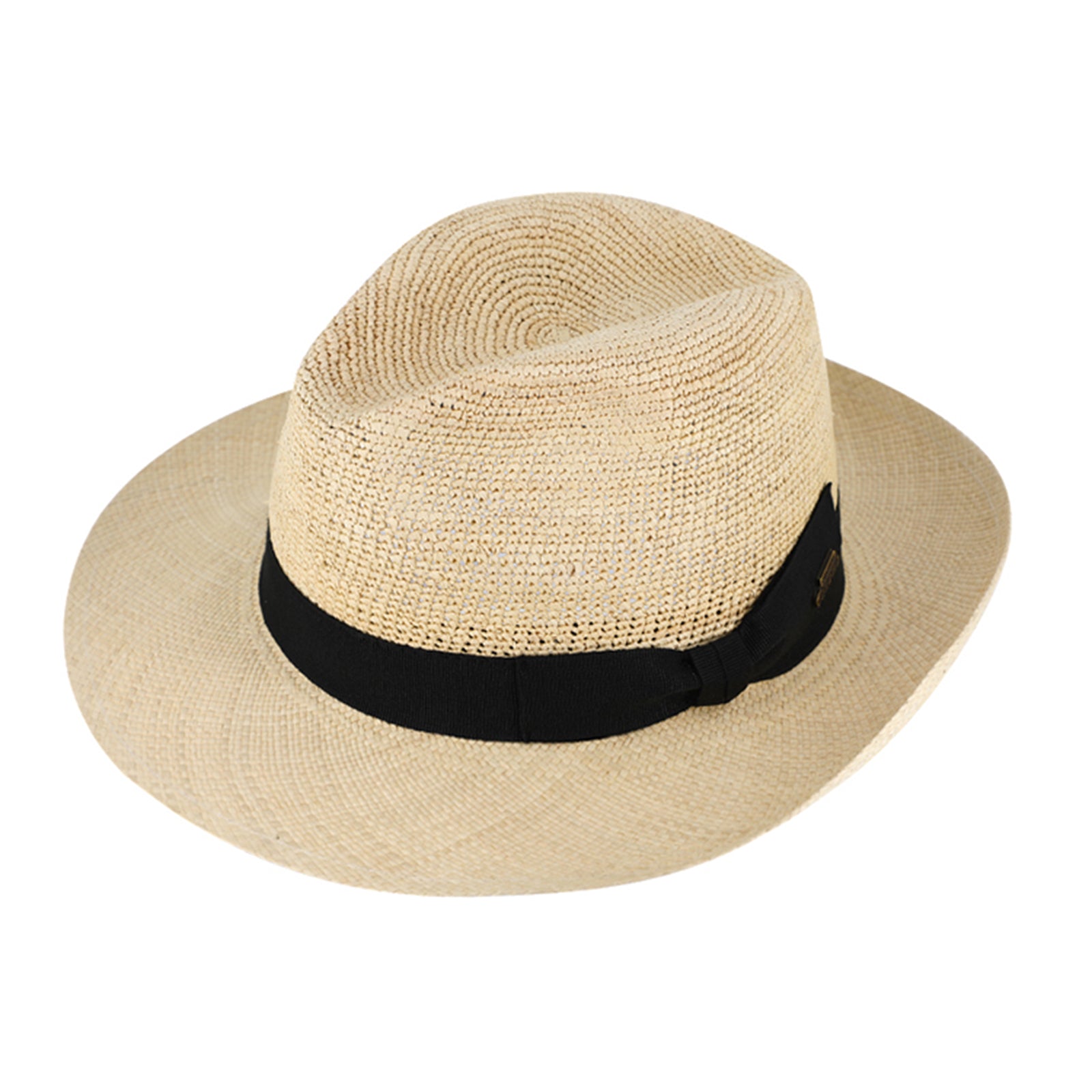 Fiebig Panamahut Fedora Crochet mit Ripsband uni Cognac