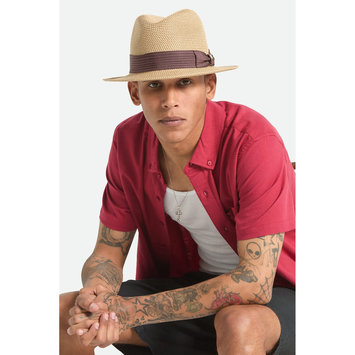 Brixton Strohhut Roma Packable Fedora Braun/Schoko – Abbildung 4