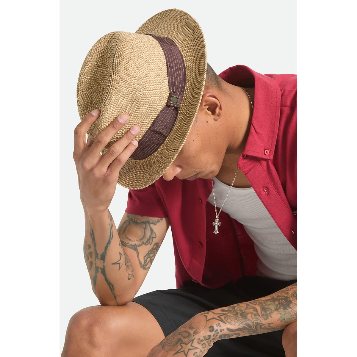 Brixton Strohhut Roma Packable Fedora Braun/Schoko – Abbildung 7