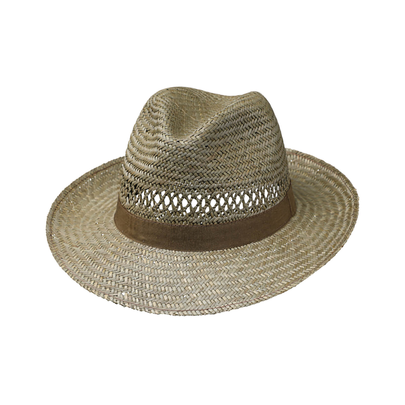 Fiebig Strohhut Fedora mit breiter Krempe und Ripsband Natur