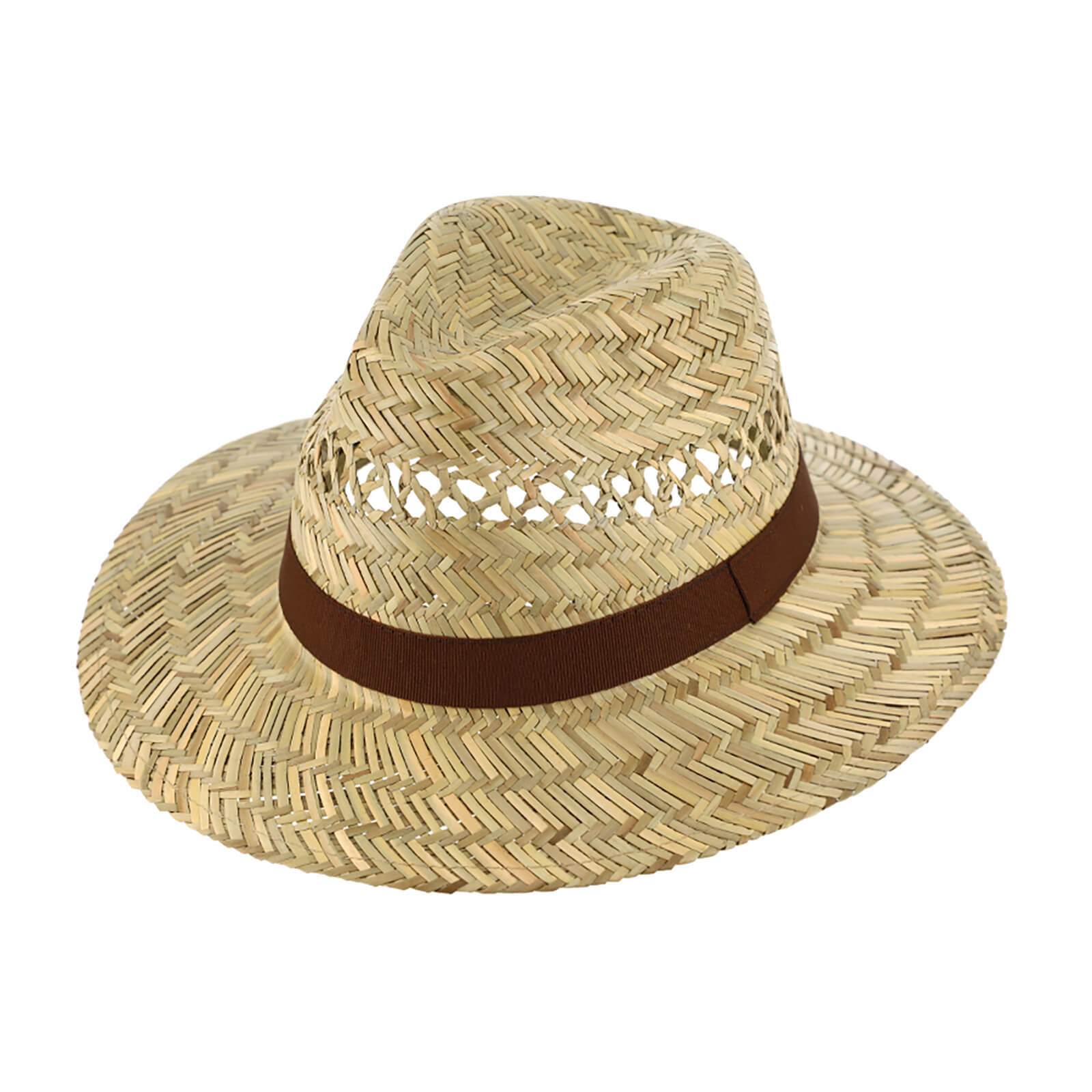 Fiebig Strohhut Traveller mit braunem Ripsband Natur