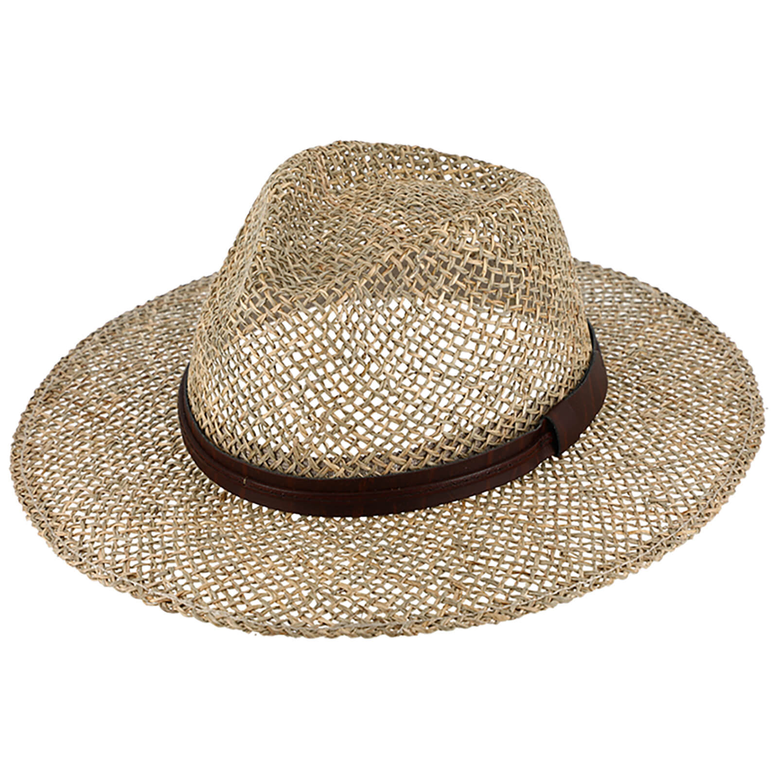 Fiebig Strohhut Fedora aus Seegras mit Kunstlederband Natur