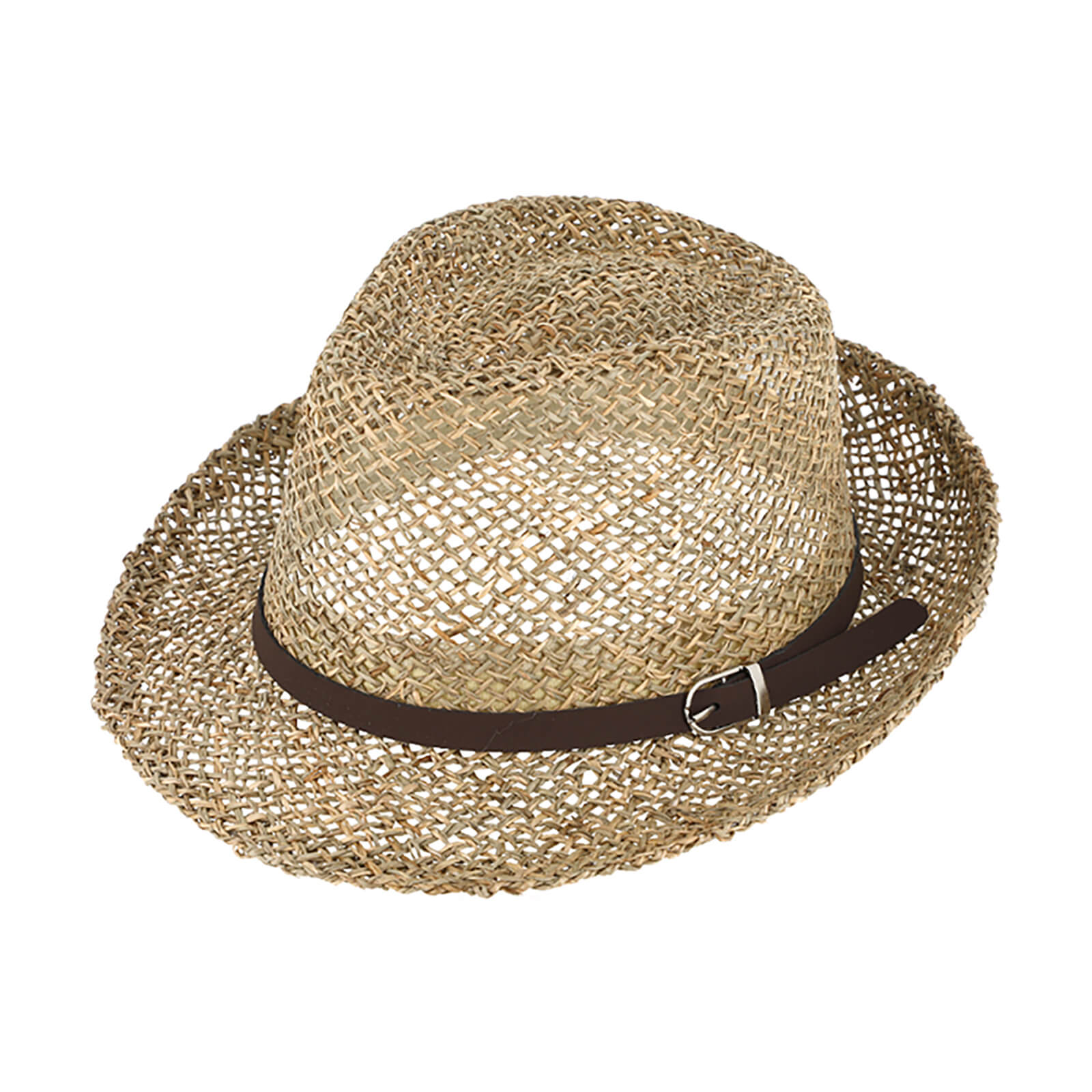 Fiebig Strohhut Trilby aus Seegras mit Kunstlederband Natur