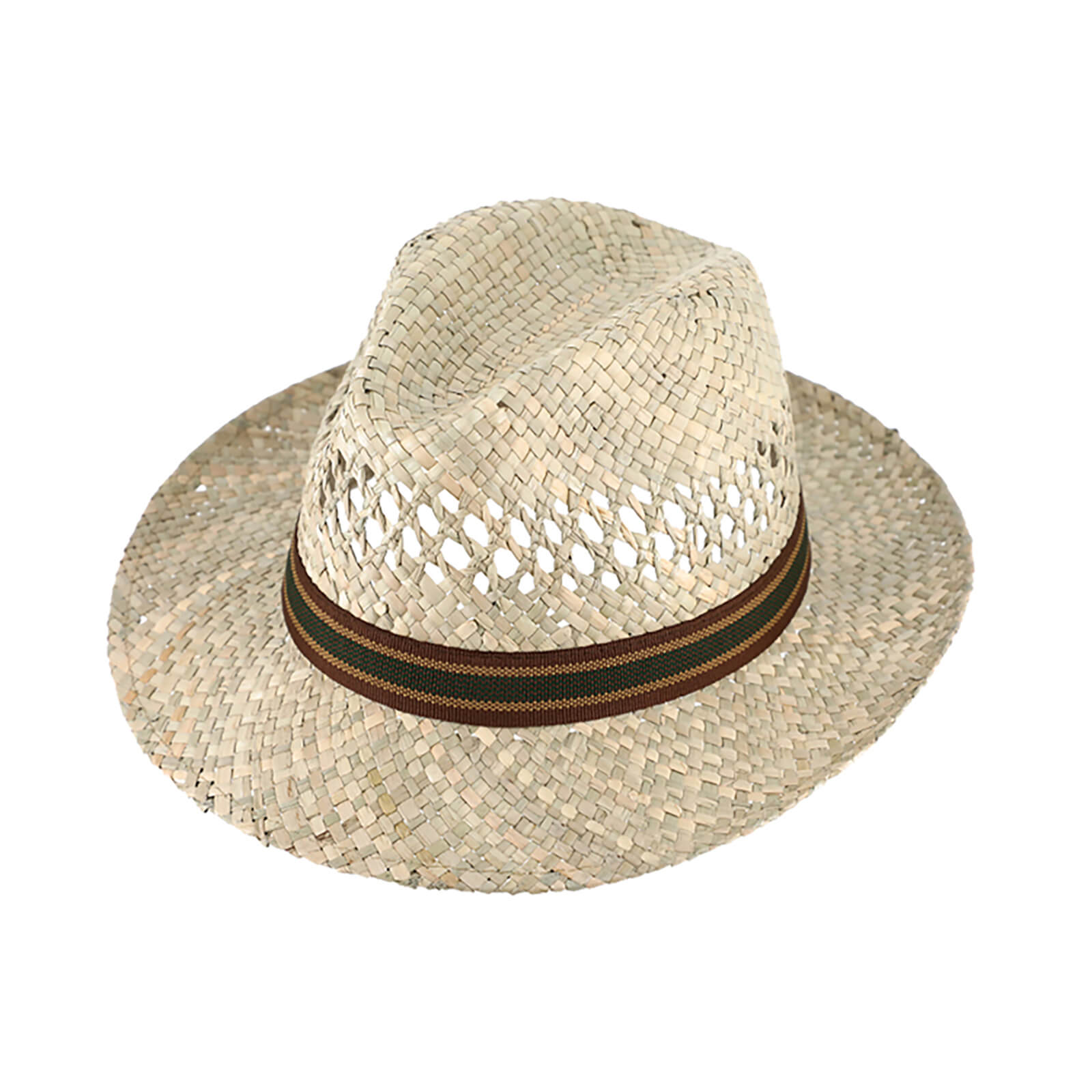 Fiebig Strohhut Fedora natur mit gestreiftem Ripsband Natur