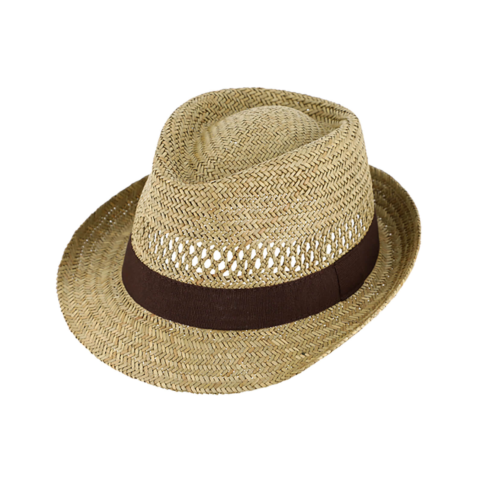 Fiebig Strohhut Trilby mit einfarbigem Ripsband Natur