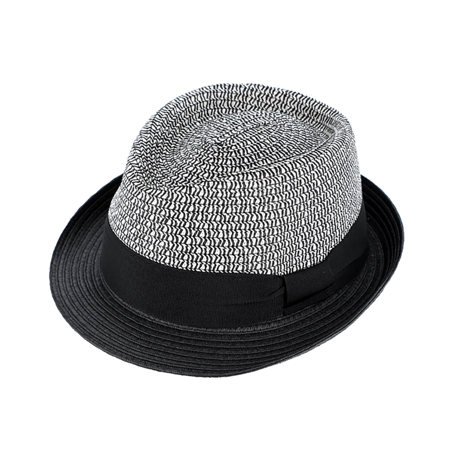 Fiebig Papierhut Trilby zweifarbig mit Ripsband crushable Schwarz