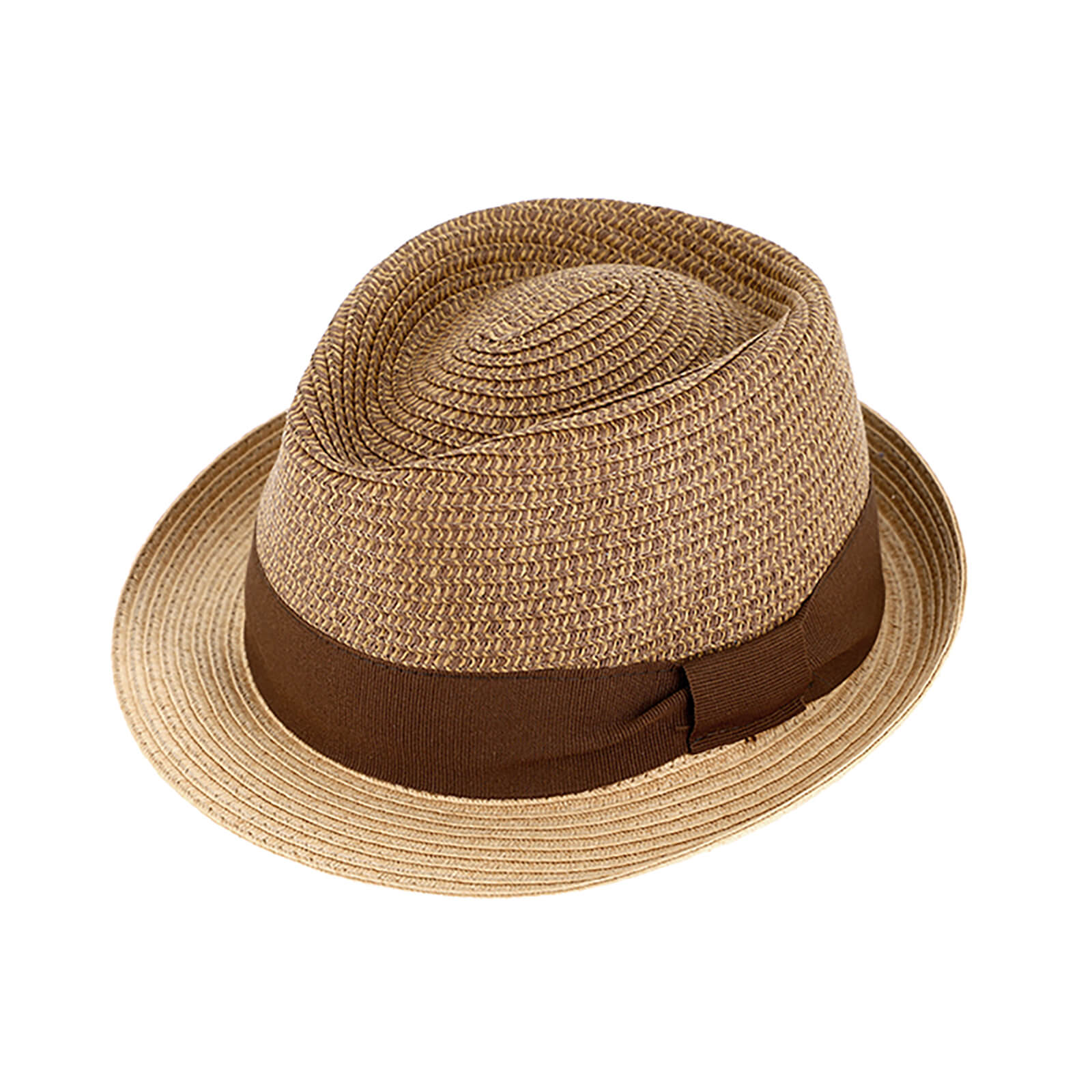 Fiebig Papierhut Trilby zweifarbig mit Ripsband crushable Camel