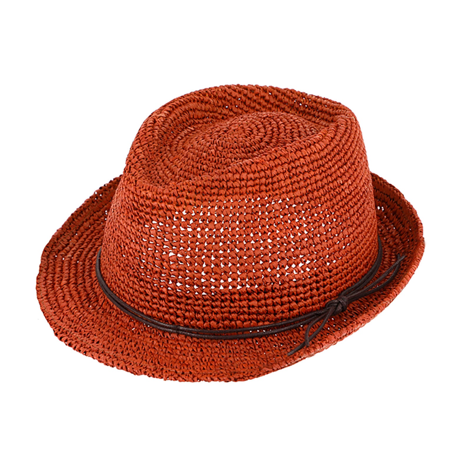 Fiebig Strohhut Trilby Raffia Crochet Zimt