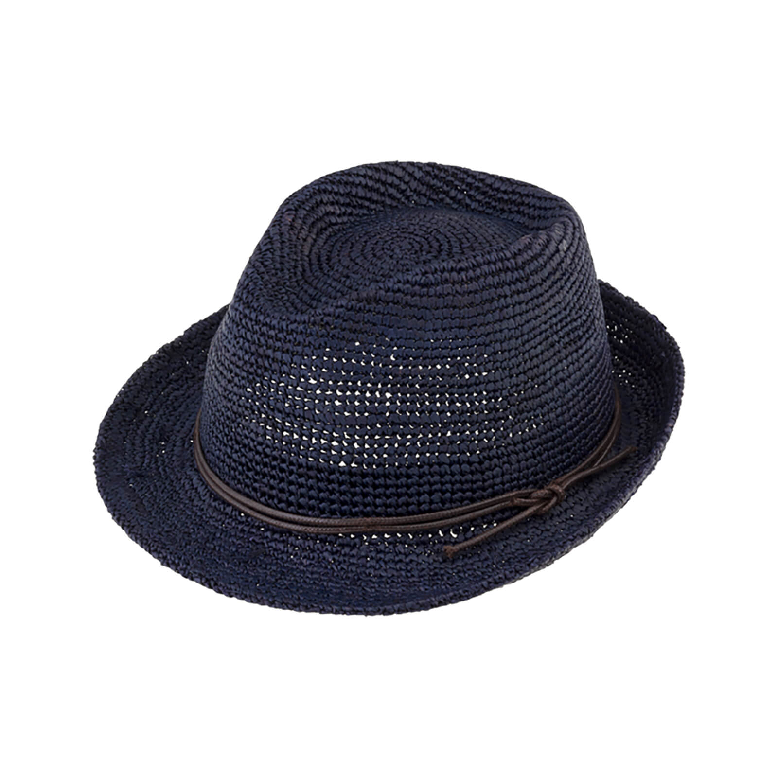 Fiebig Strohhut Trilby Raffia-Crochet Marineblau