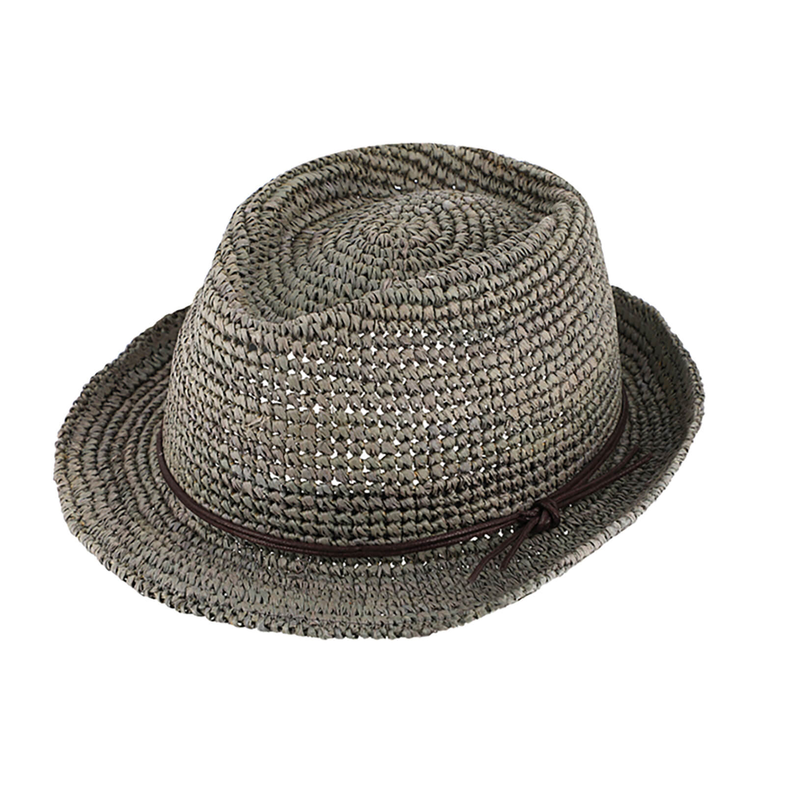 Fiebig Strohhut Trilby Raffia Crochet Hellgrau