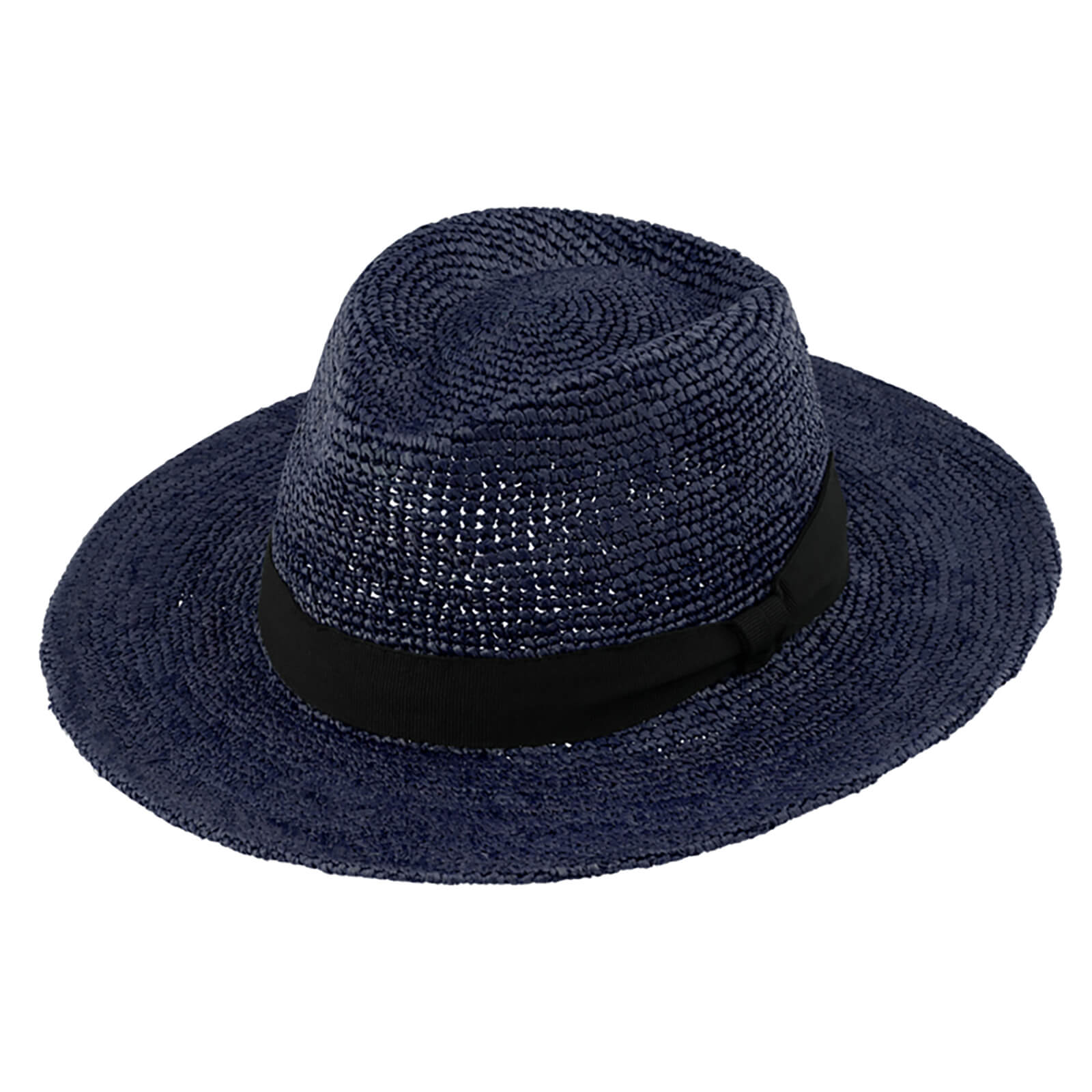 Fiebig Strohhut Traveller Raffia Ripsband uni Marineblau