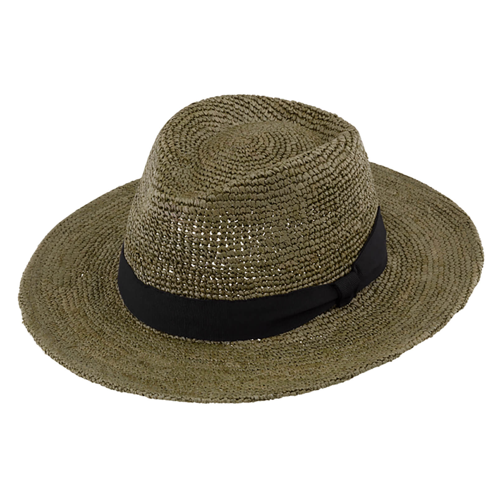 Fiebig Strohhut Traveller Raffia Ripsband uni Oliv