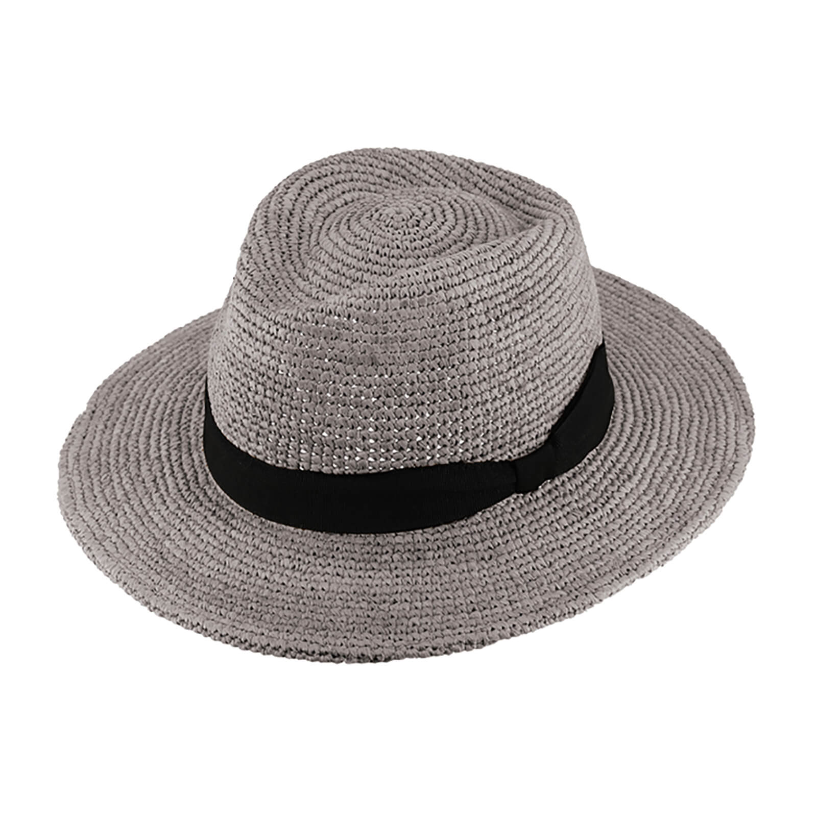 Fiebig Strohhut Traveller Raffia mit Ripsband Hellgrau