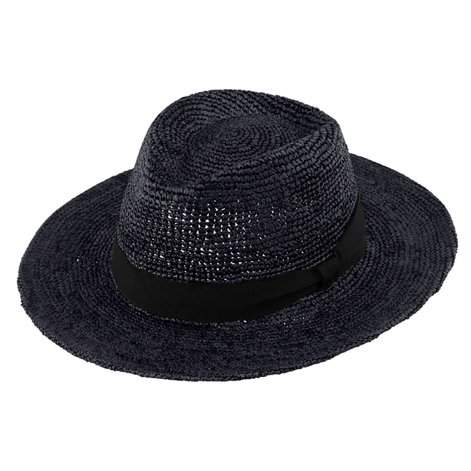 Fiebig Strohhut Traveller Raffia Ripsband uni Schwarz