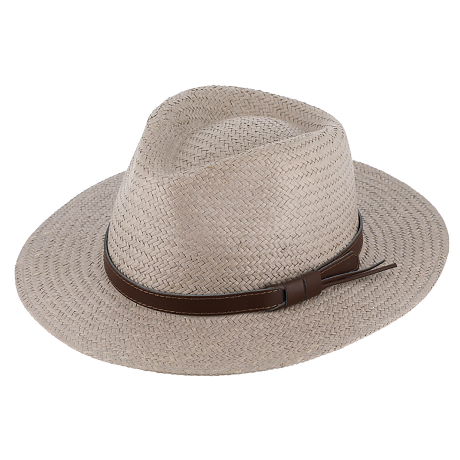 Fiebig Papierhut Traveller mit Kunstlederband Beige