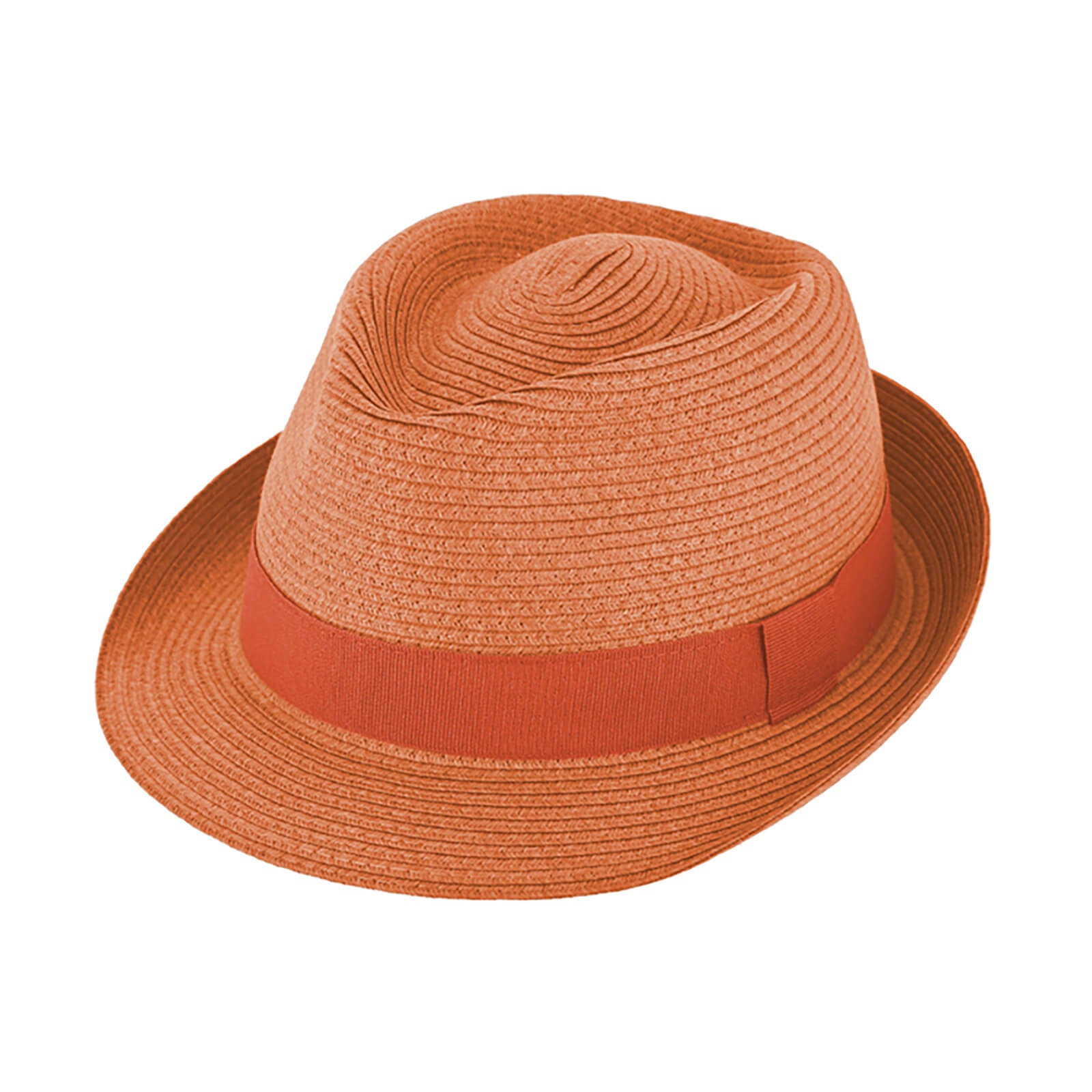 Fiebig Papierhut Trilby uni mit gleichfarbigem Ripsband Tieforange