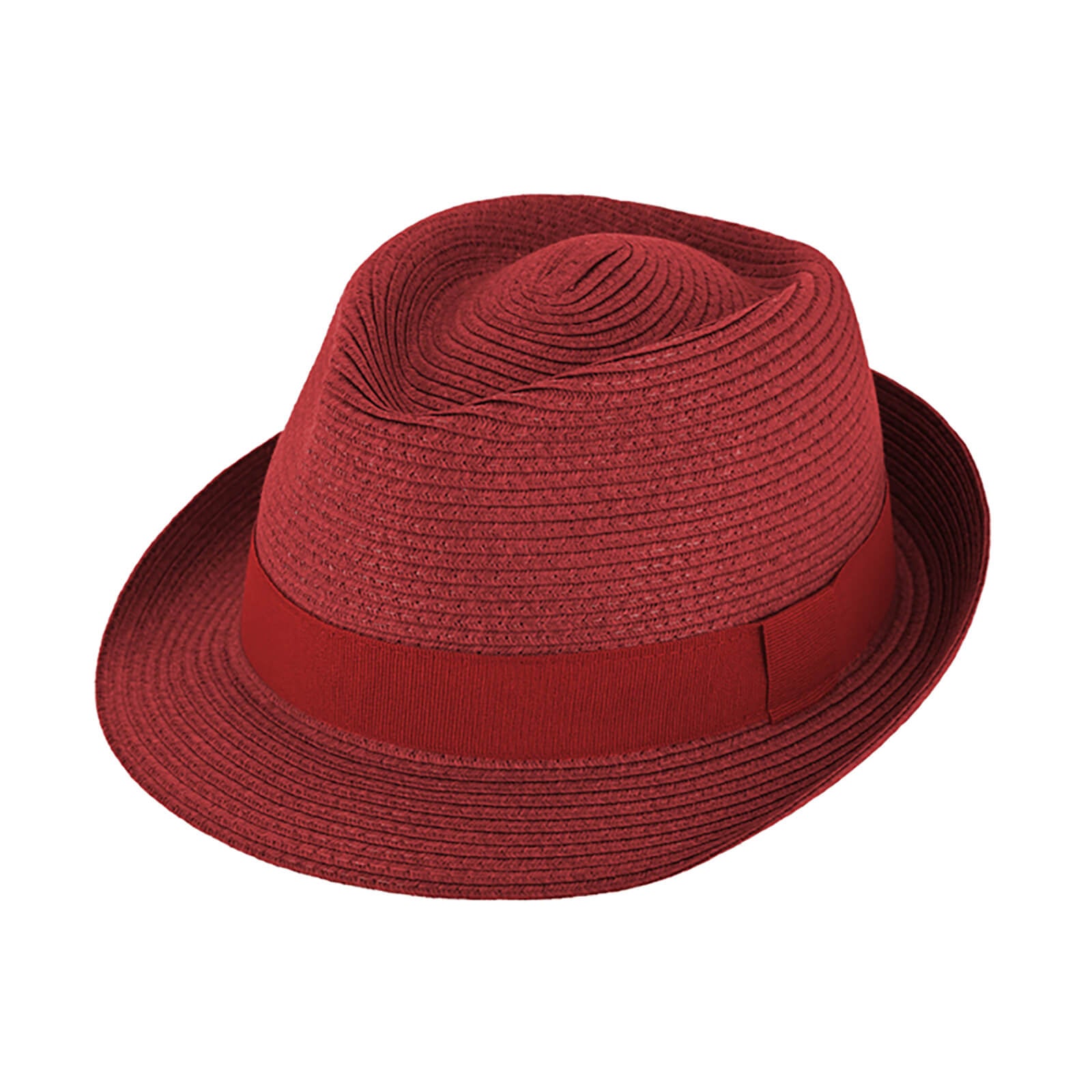 Fiebig Papierhut Trilby uni mit gleichfarbigem Ripsband Signalrot