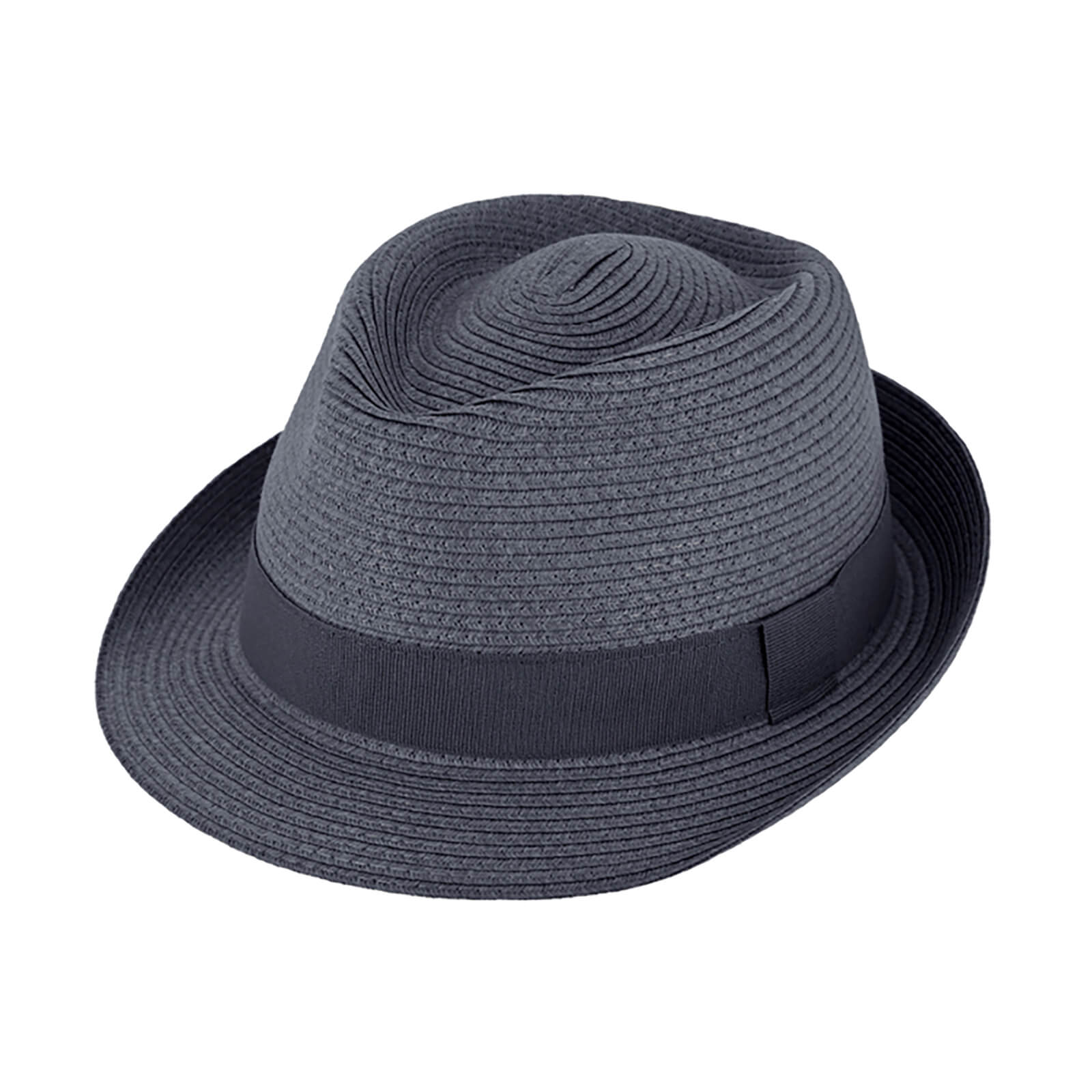 Fiebig Papierhut Trilby uni mit gleichfarbigem Ripsband Marine