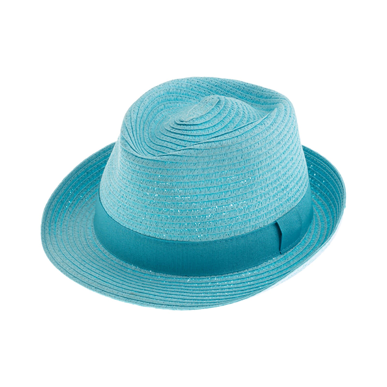 Fiebig Papierhut Trilby uni mit gleichfarbigem Ripsband Aquablau