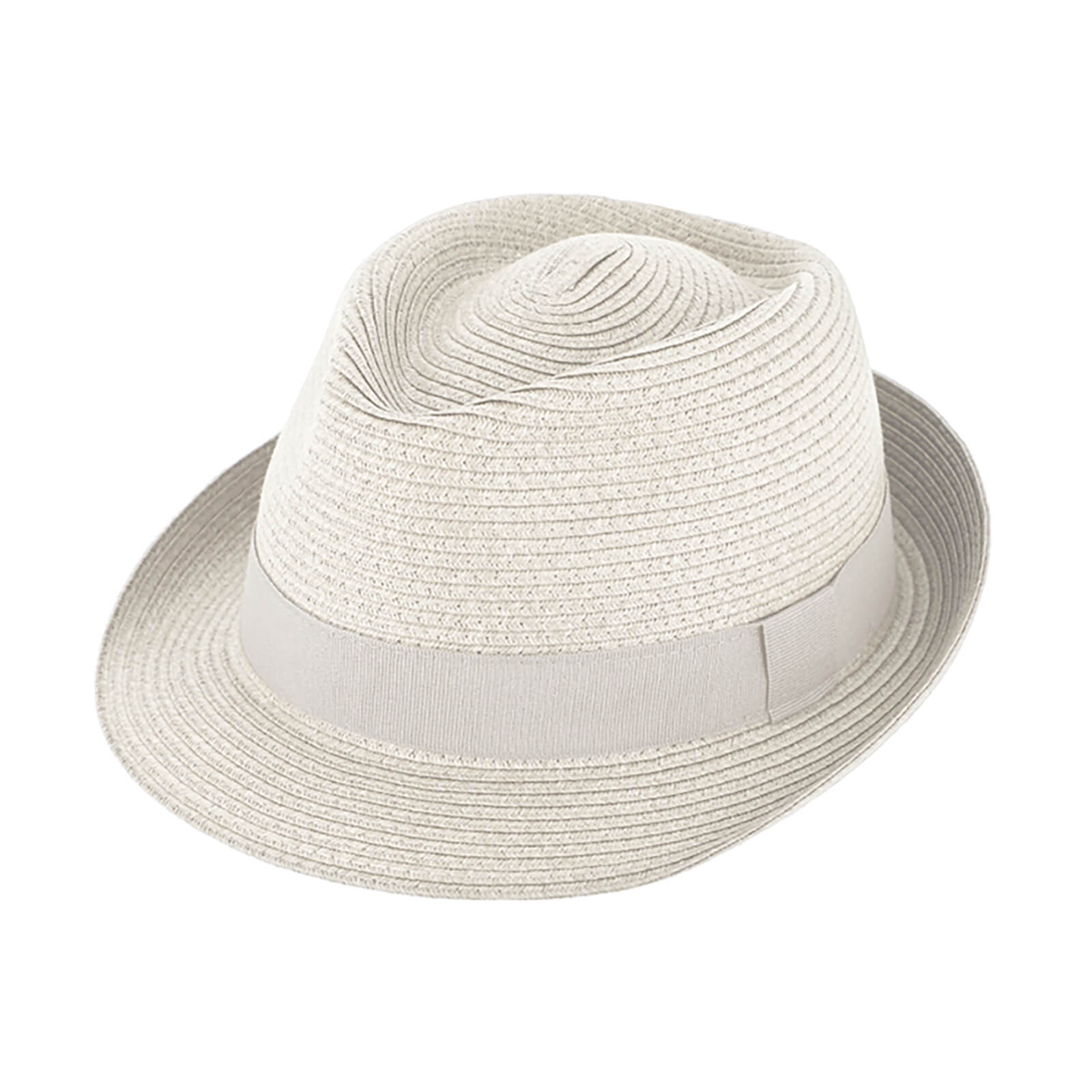 Fiebig Papierhut Trilby uni mit gleichfarbigem Ripsband Natur
