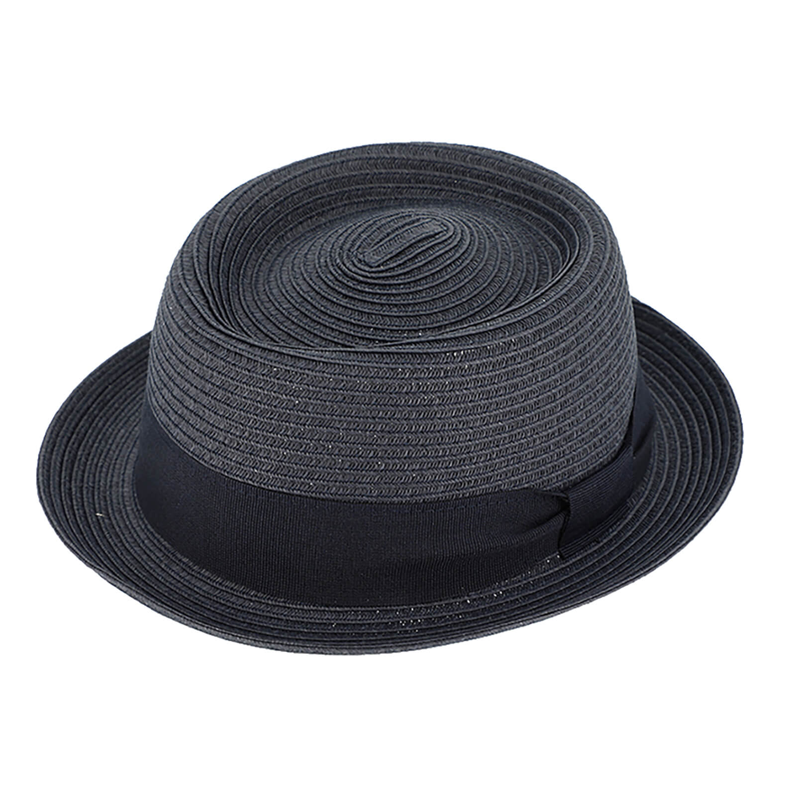 Fiebig Papierhut Porkpie uni mit Ripsband Marine