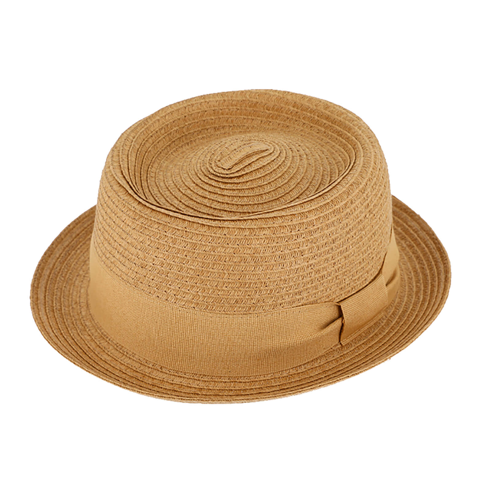 Fiebig Papierhut Porkpie uni mit Ripsband Camel
