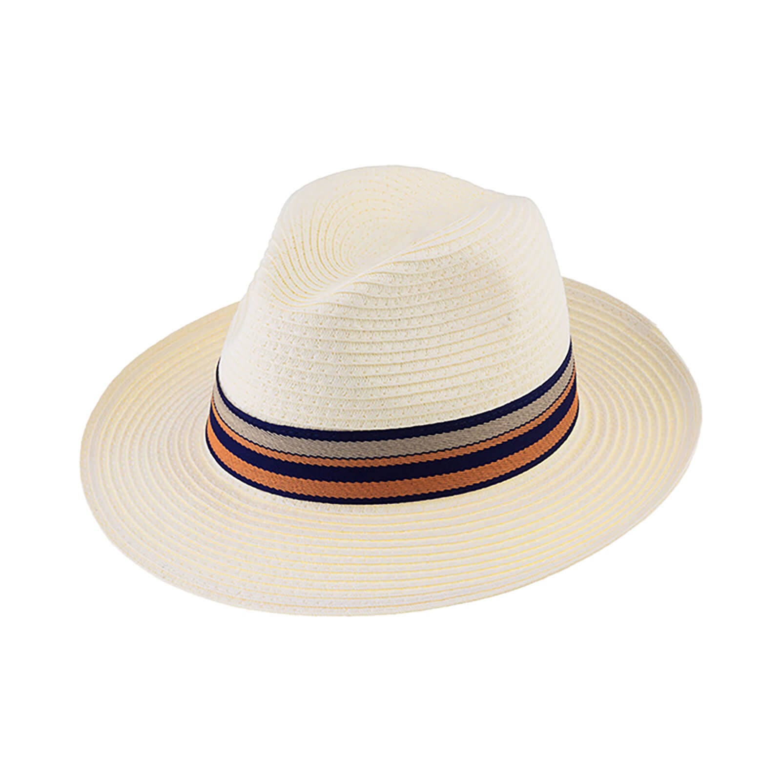 Fiebig Papierhut Fedora mit gestreiftem Ripsband Natur