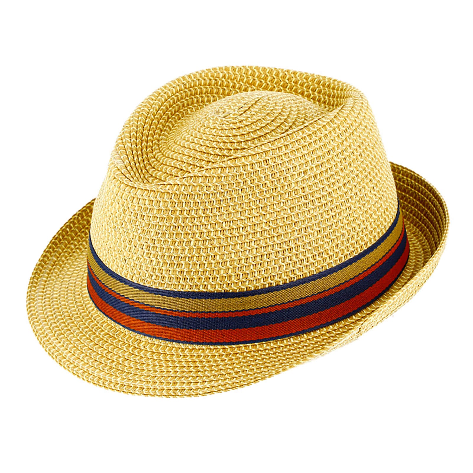 Fiebig Papierhut Trilby melange mit gestreiftem Ripsband Beige