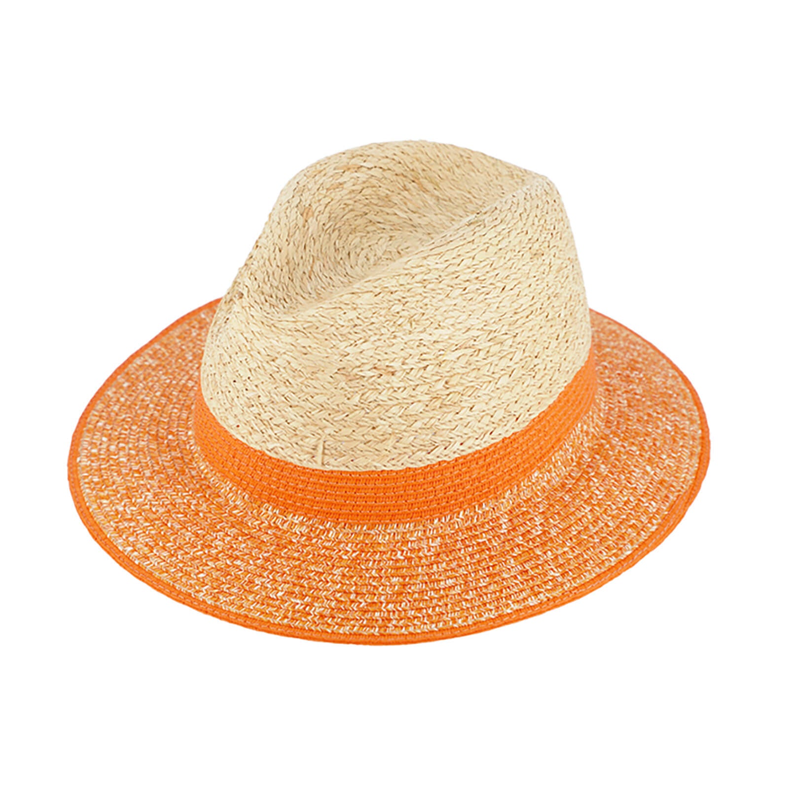 Fiebig Papierhut Traveller melange mit Krone in Raffia Tieforange